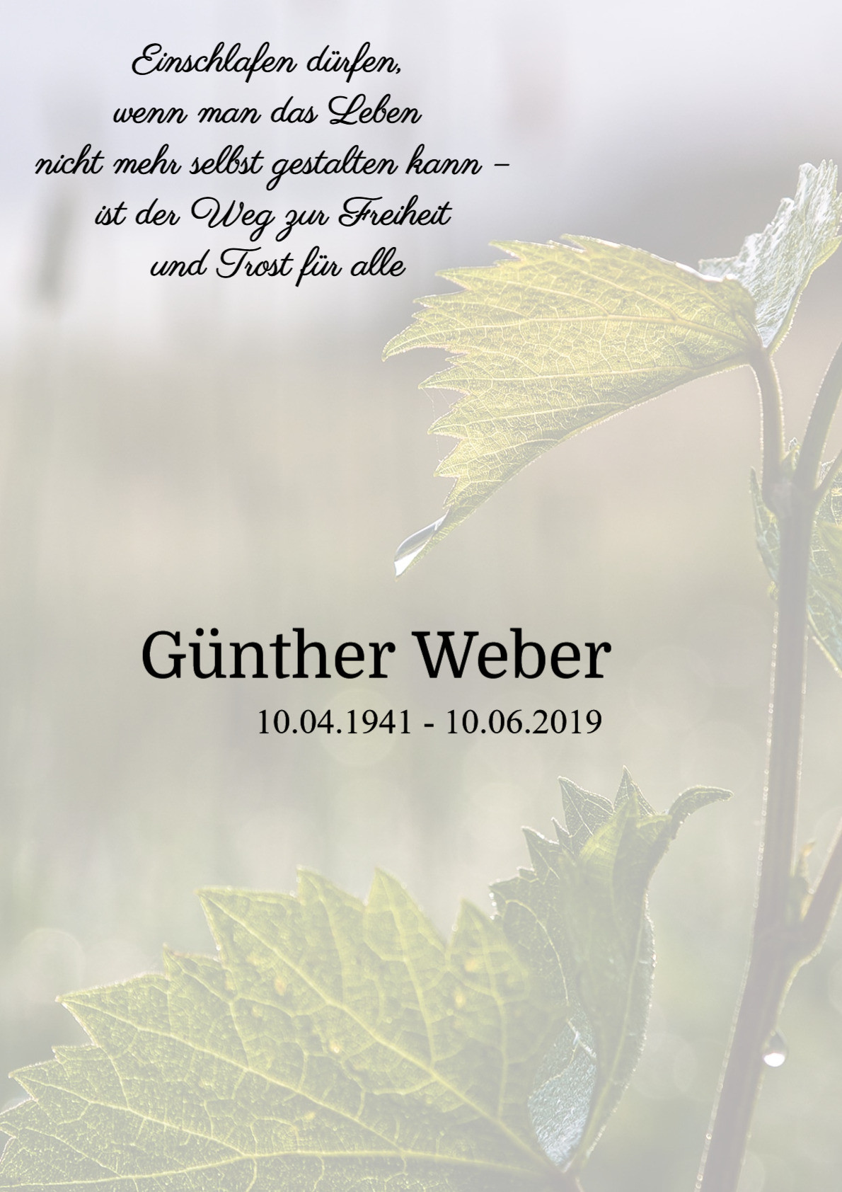 Traueranzeige von Günther Weber