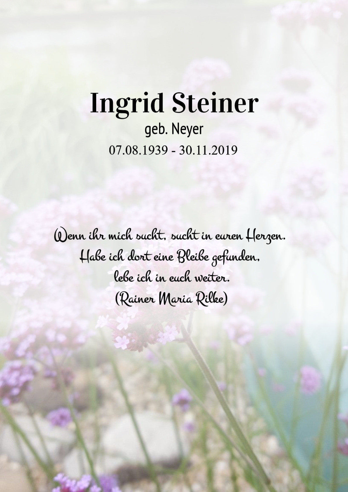 Traueranzeige von Ingrid Steiner