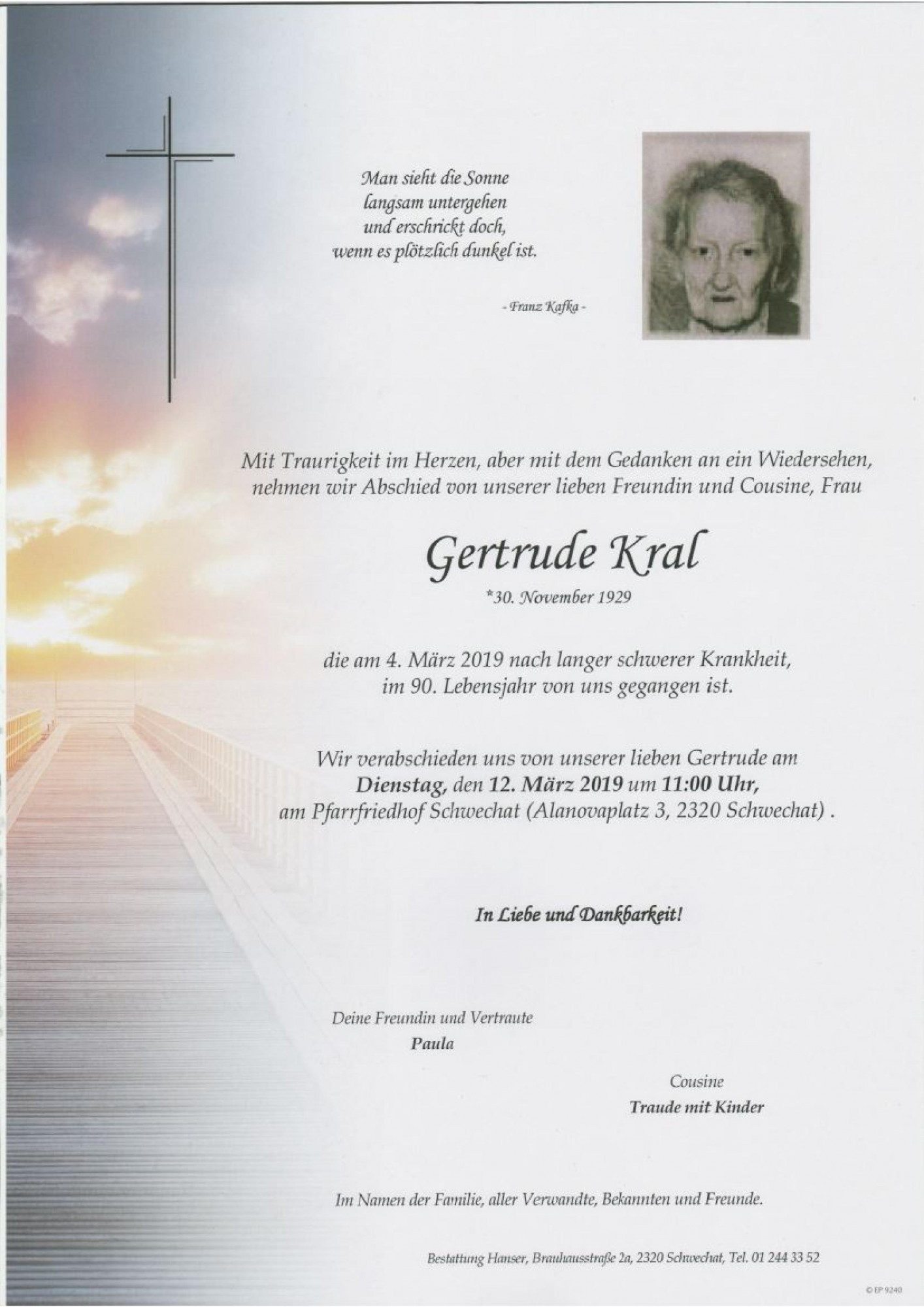 Traueranzeige von Gertrude Kral