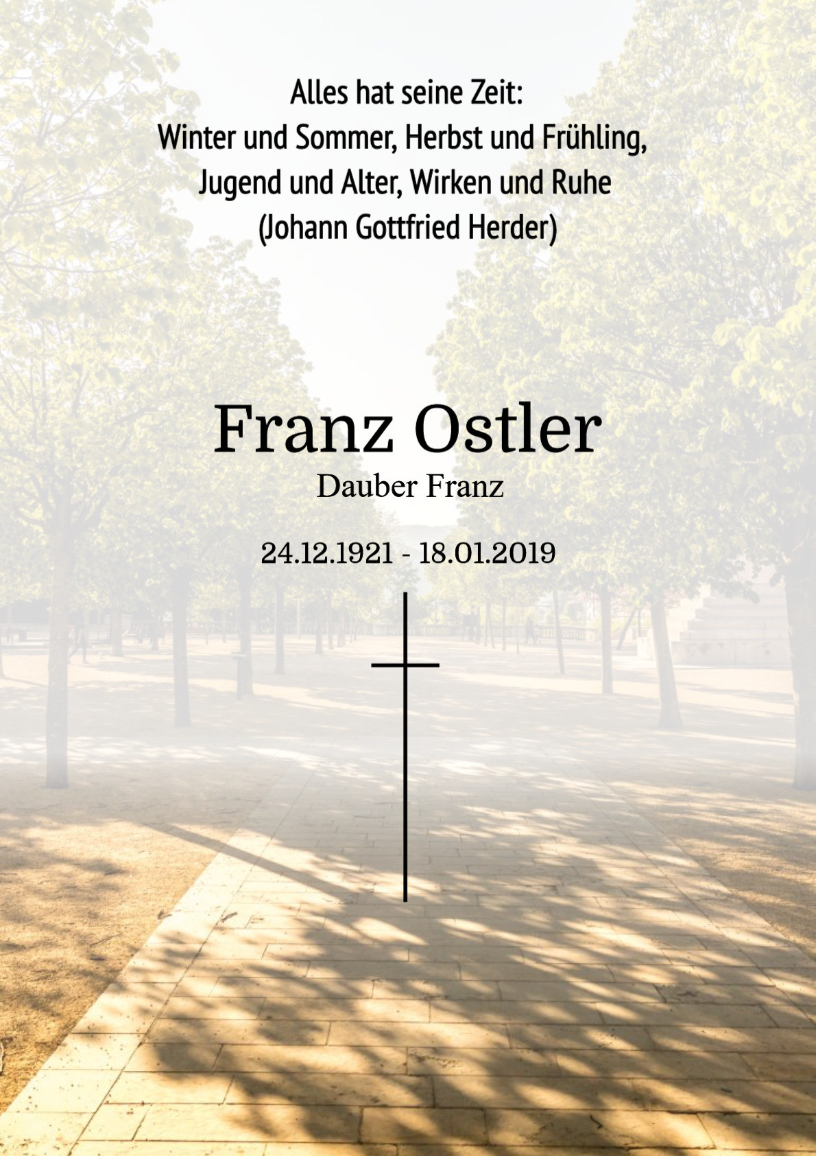 Traueranzeige von Franz Ostler