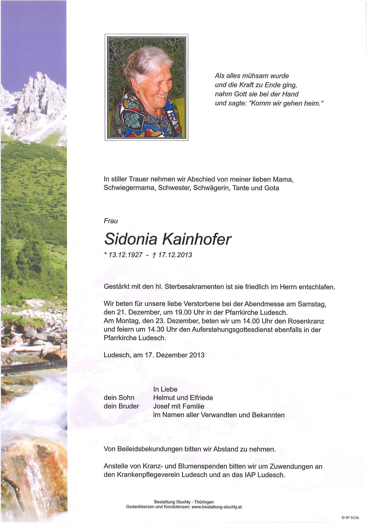 Traueranzeige von Sidonia Kainhofer