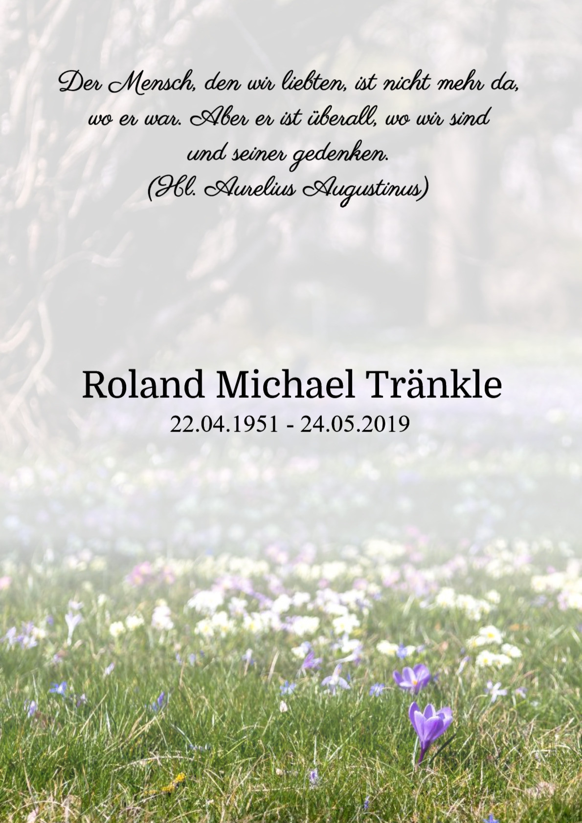 Traueranzeige von Roland Michael Tränkle