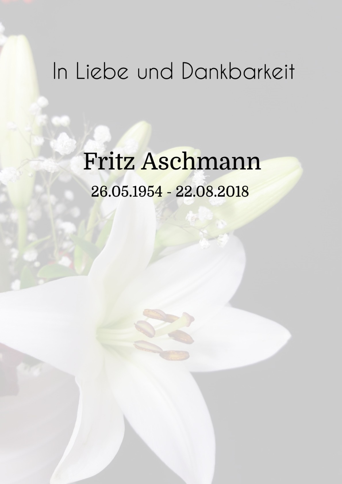 Traueranzeige von Fritz Aschmann
