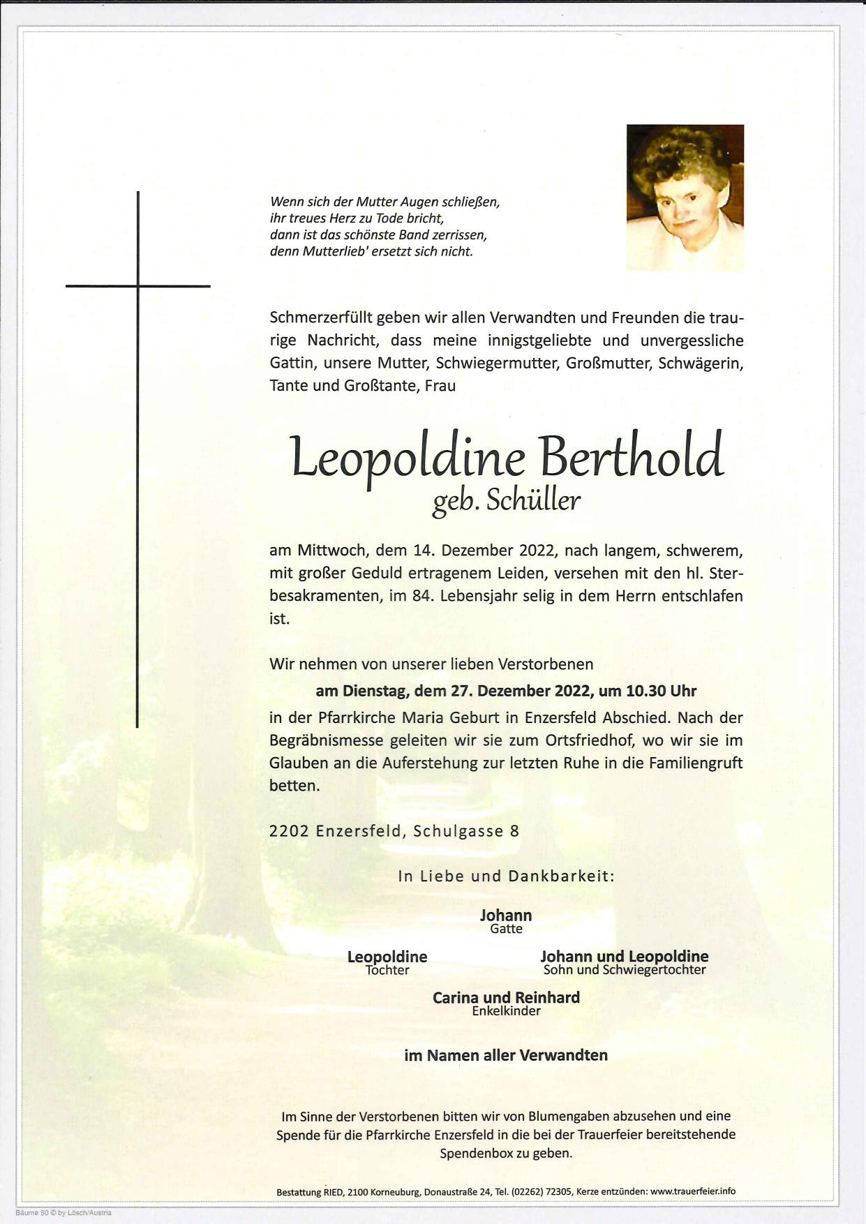 Traueranzeige von Leopoldine Berthold