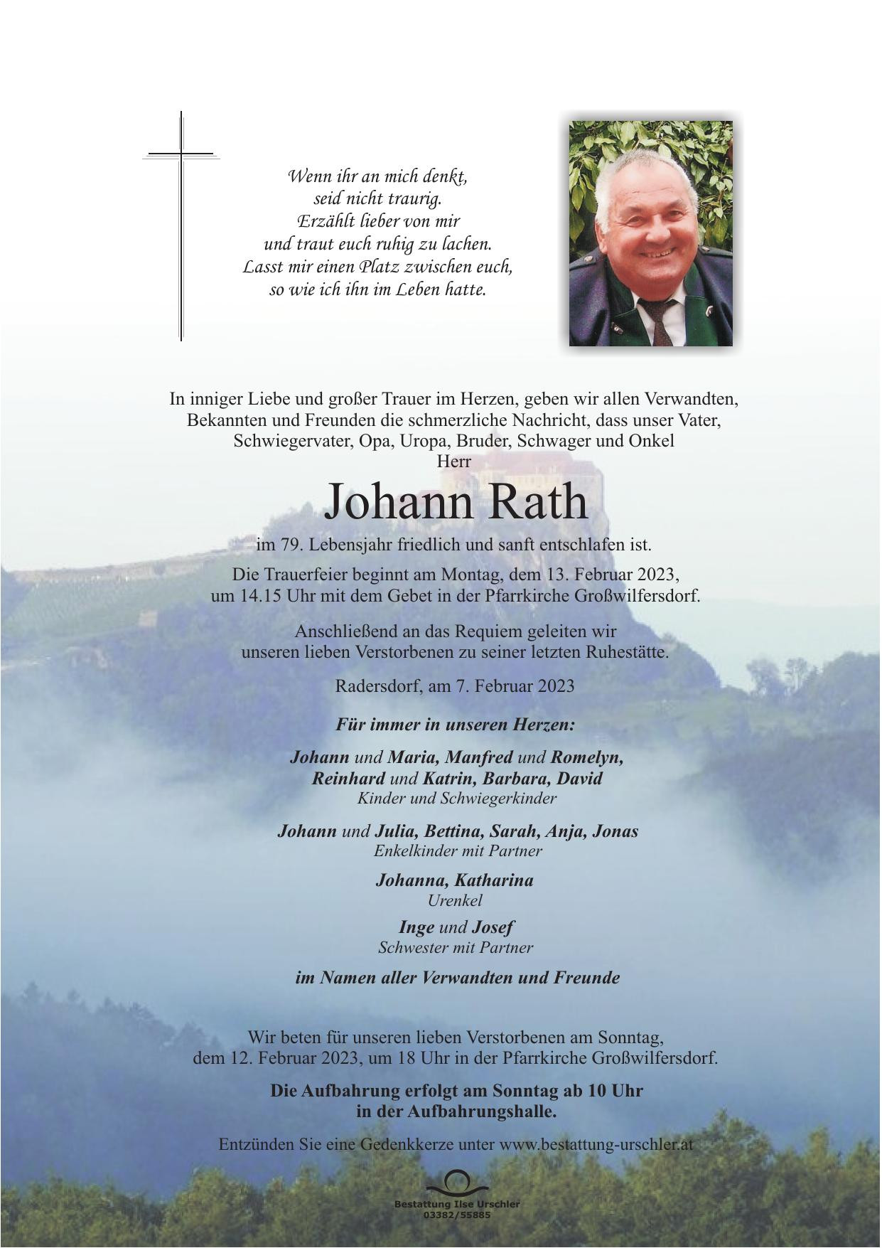 Traueranzeige von Johann Rath