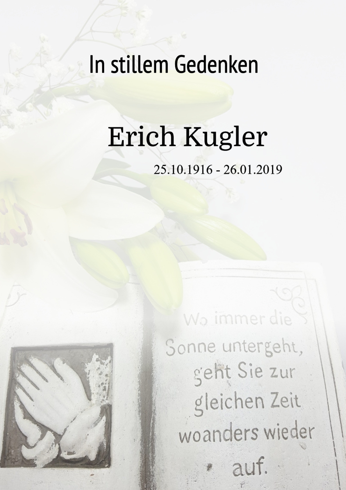 Traueranzeige von Erich Kugler