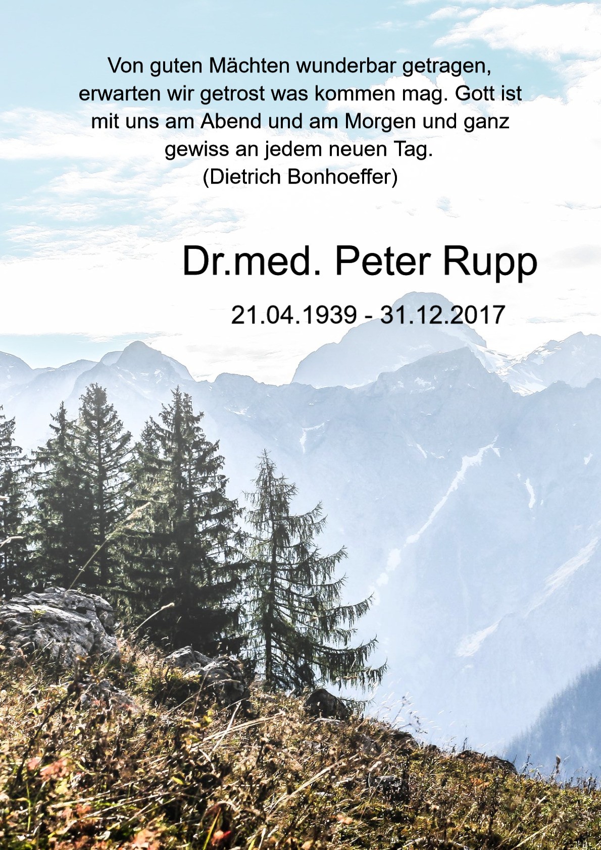 Traueranzeige von Dr.med. Peter Rupp