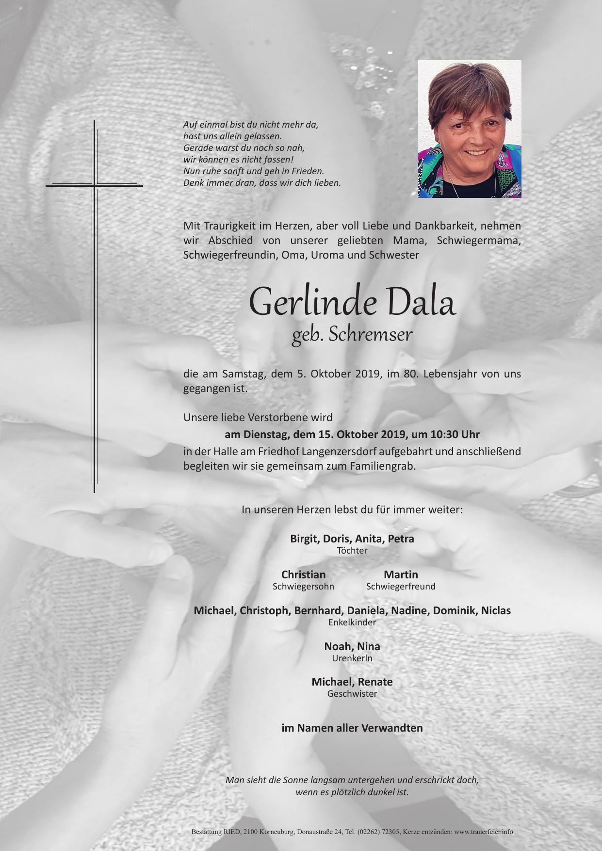 Traueranzeige von Gerlinde Dala