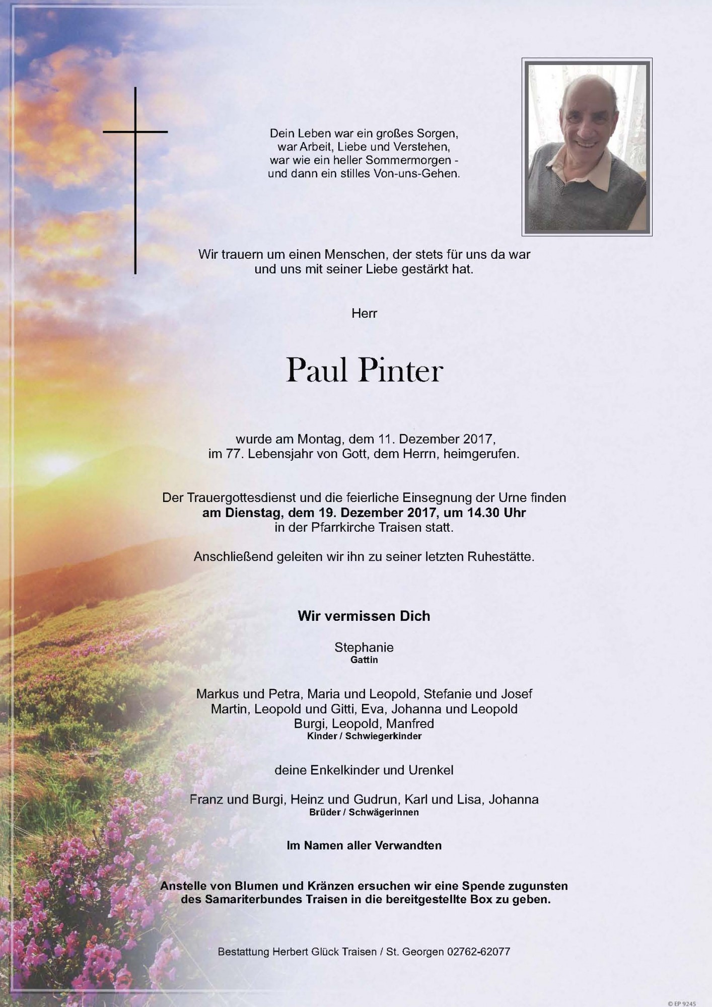 Traueranzeige von Paul Pinter