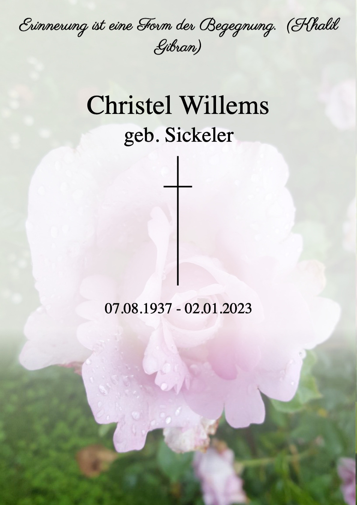 Traueranzeige von Christel Willems