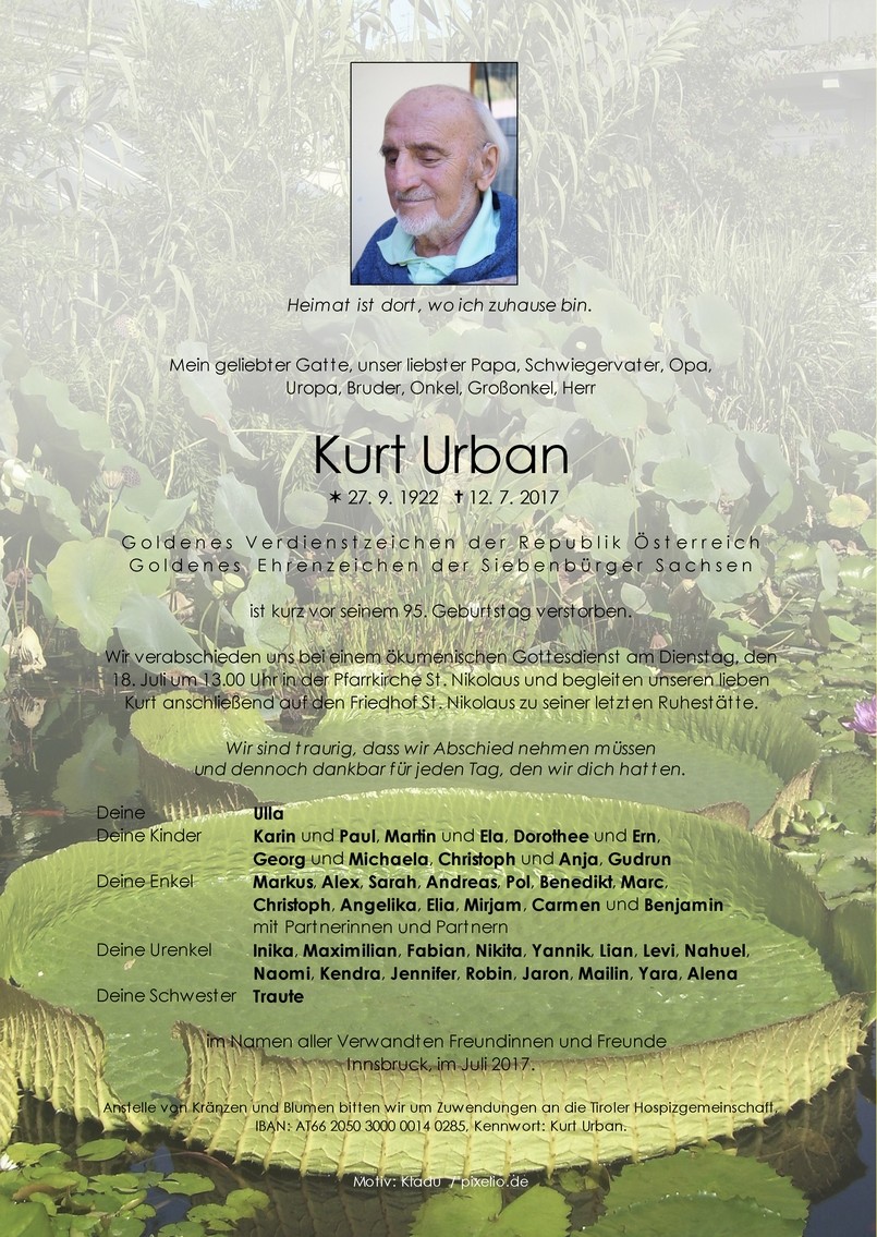 Traueranzeige von Kurt Urban