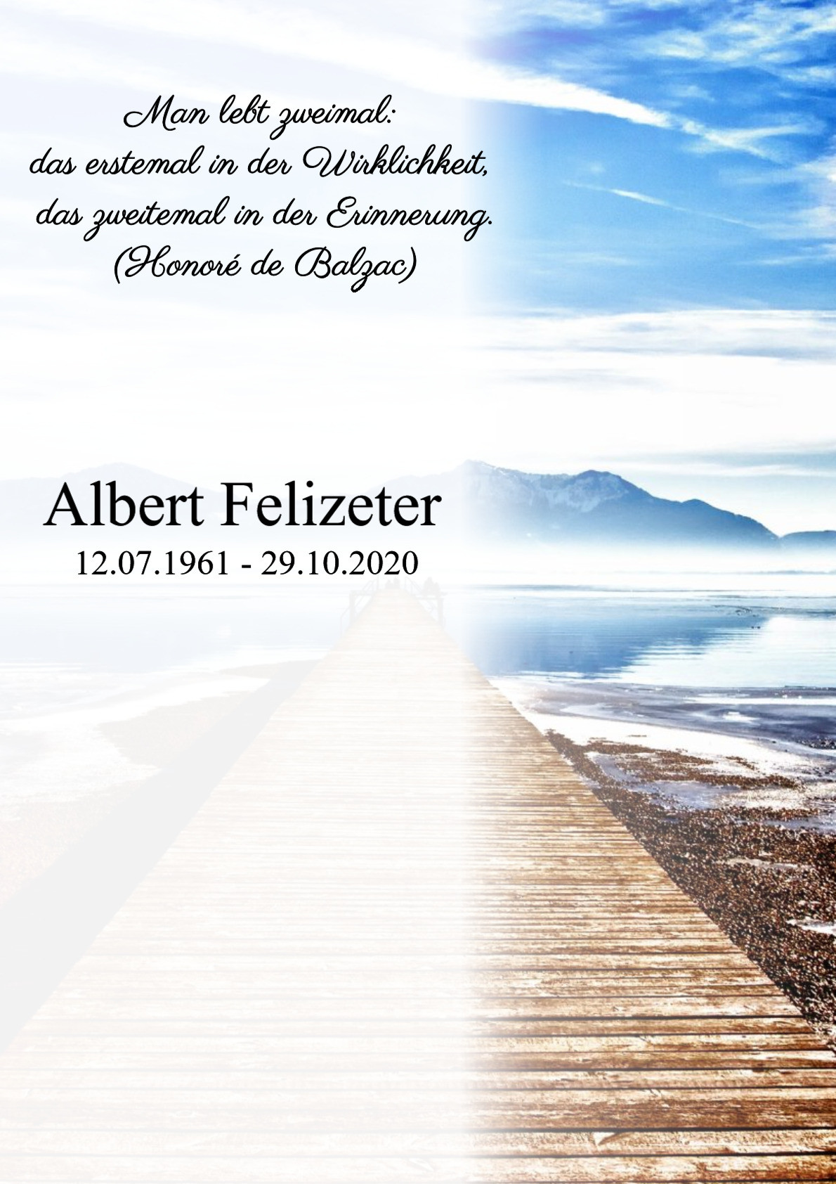 Traueranzeige von Albert Felizeter