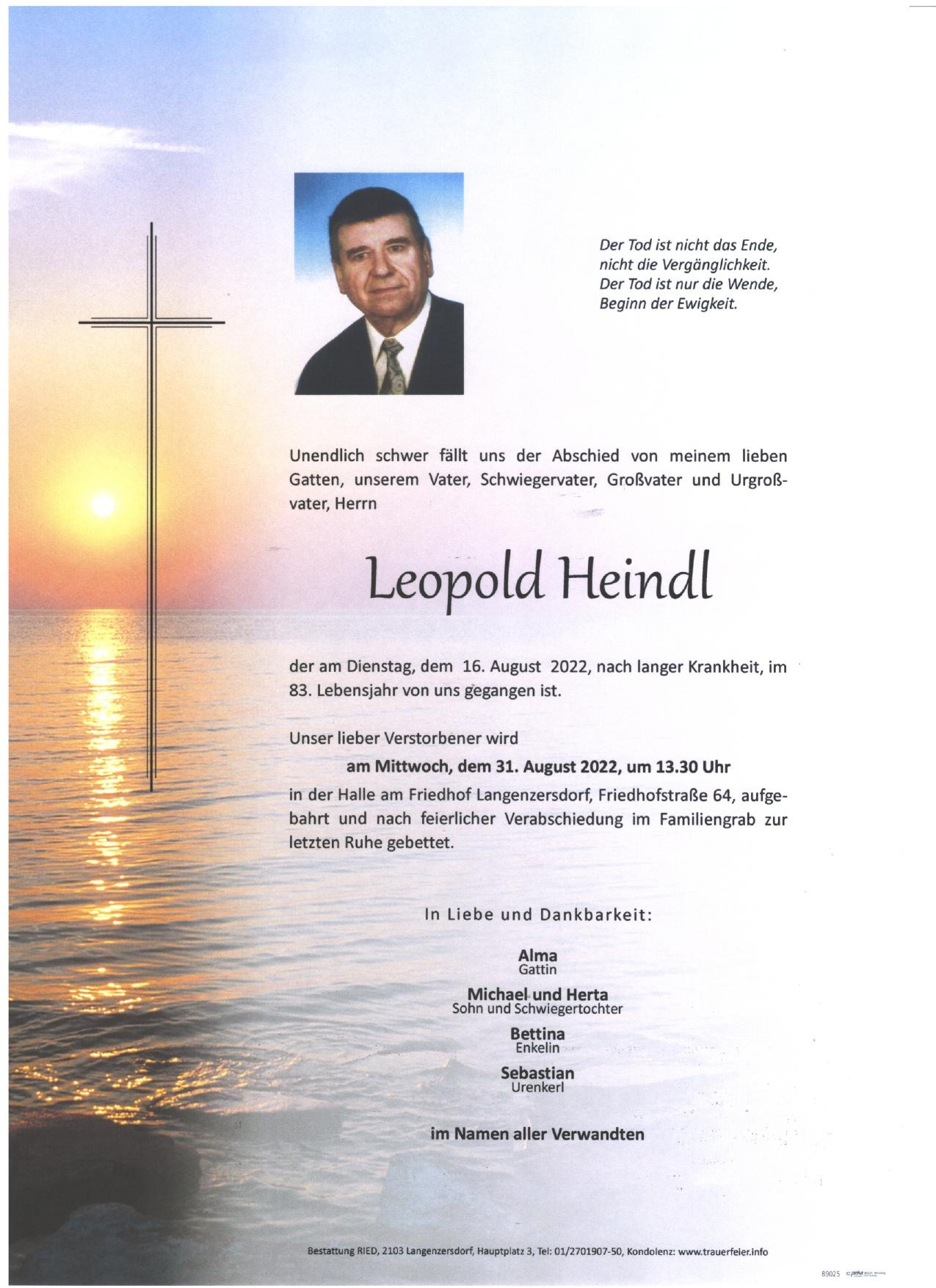 Traueranzeige von Leopold Heindl
