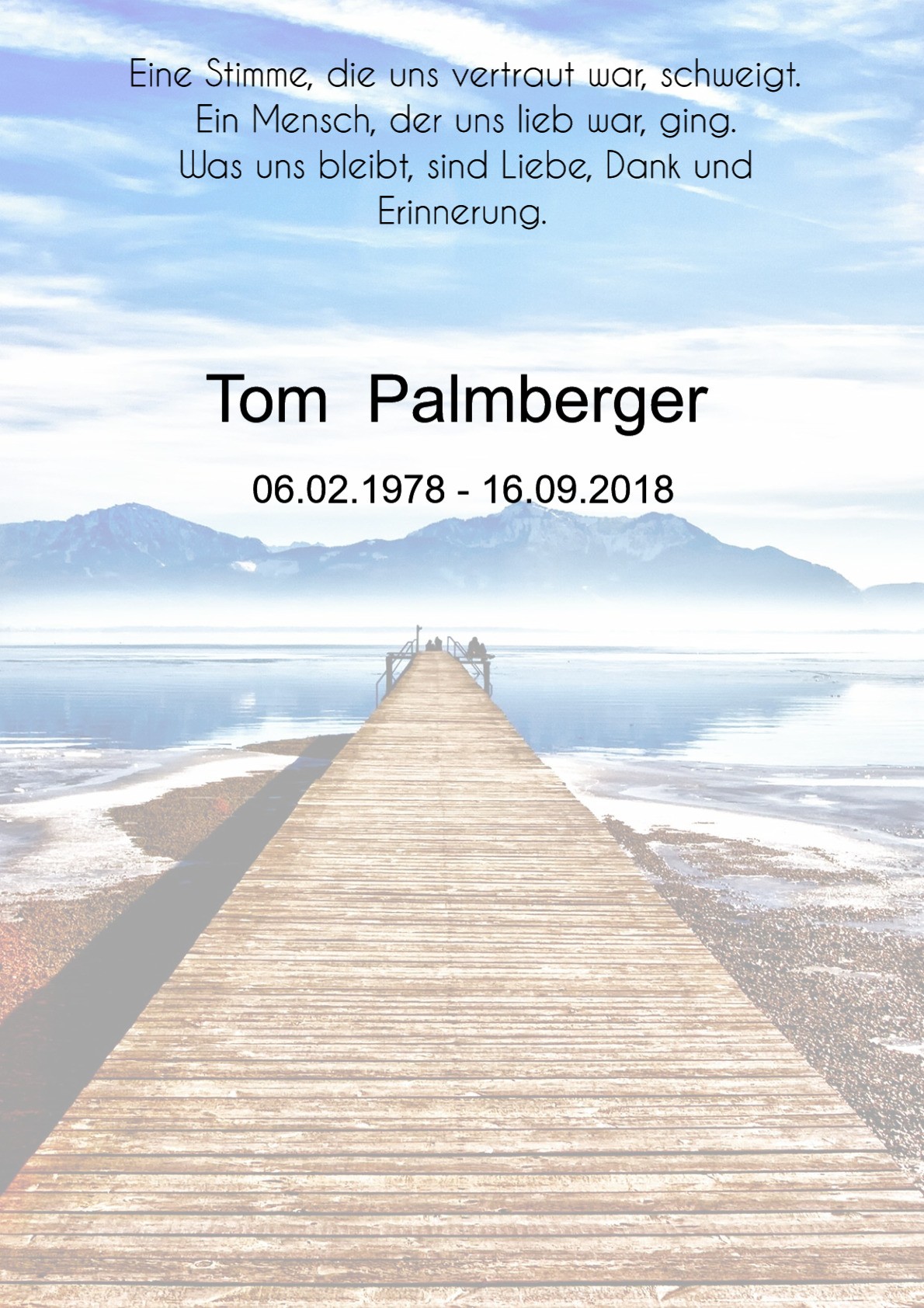 Traueranzeige von Tom Palmberger