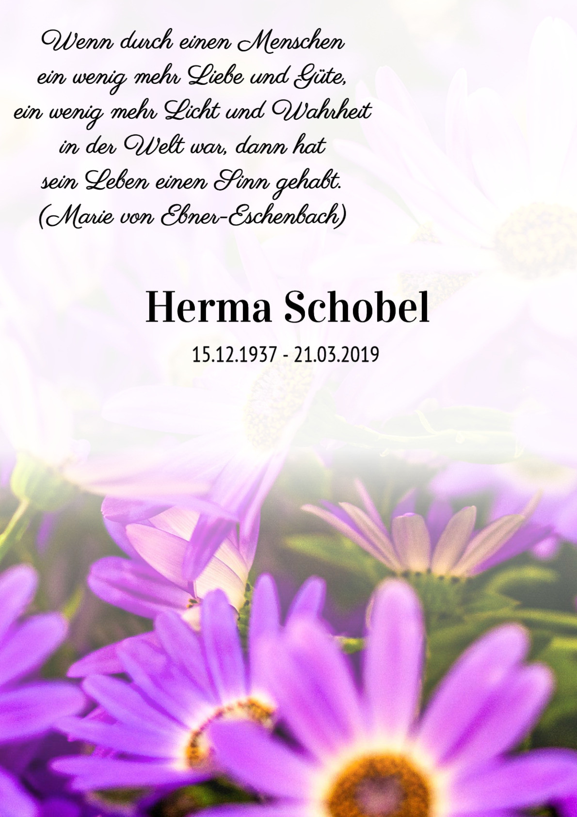 Traueranzeige von Herma Schobel