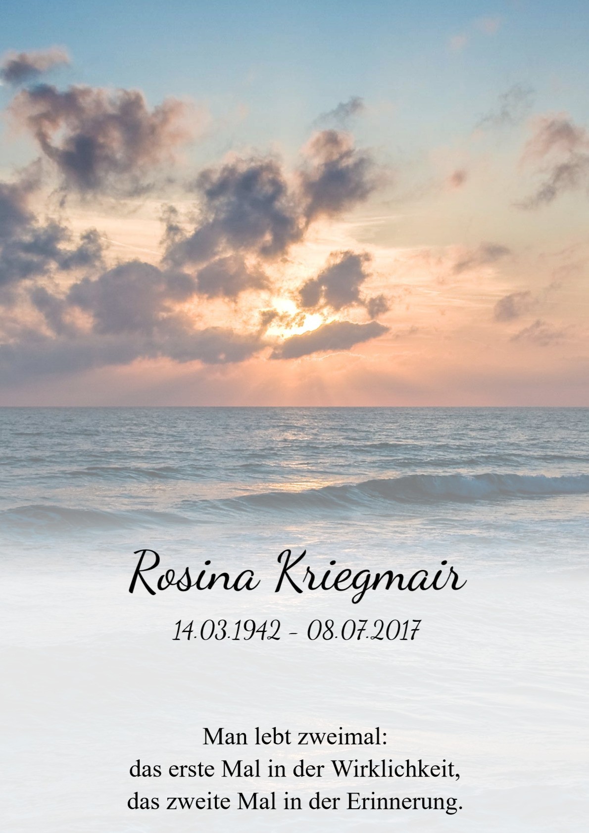 Traueranzeige von Rosina Kriegmair