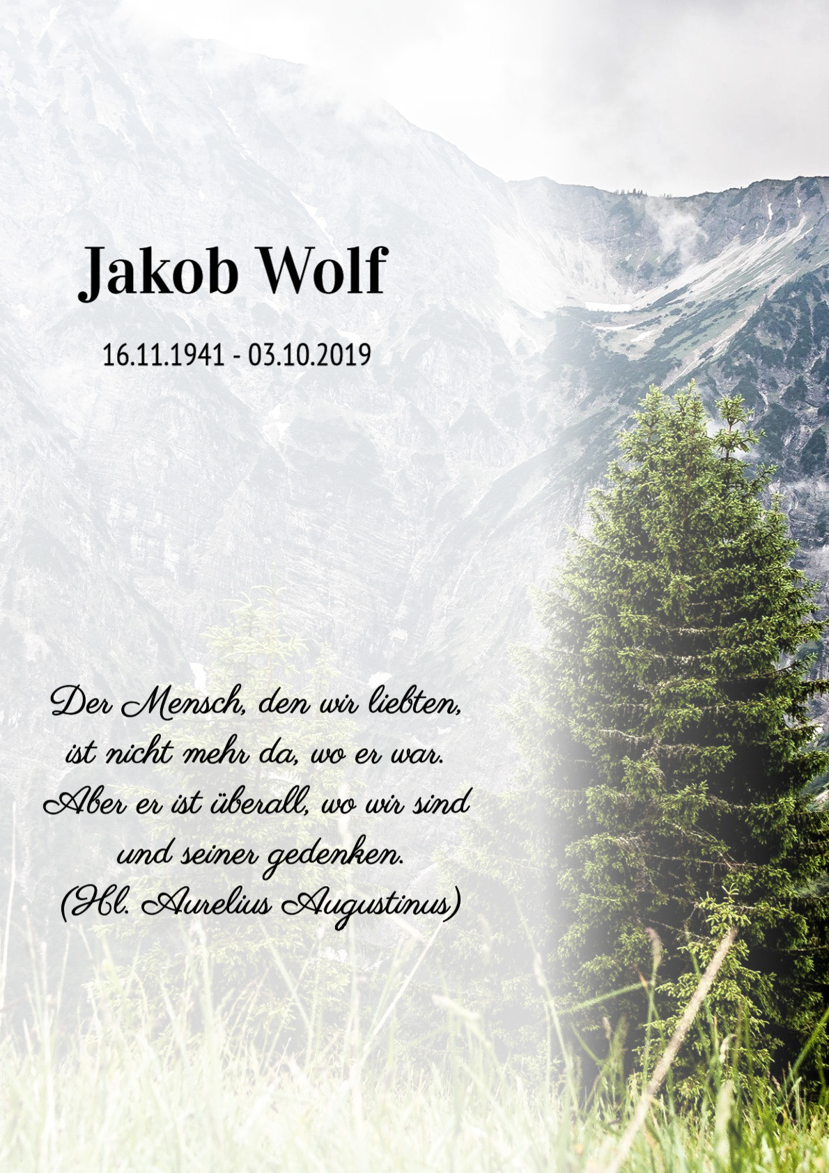 Traueranzeige von Jakob Wolf
