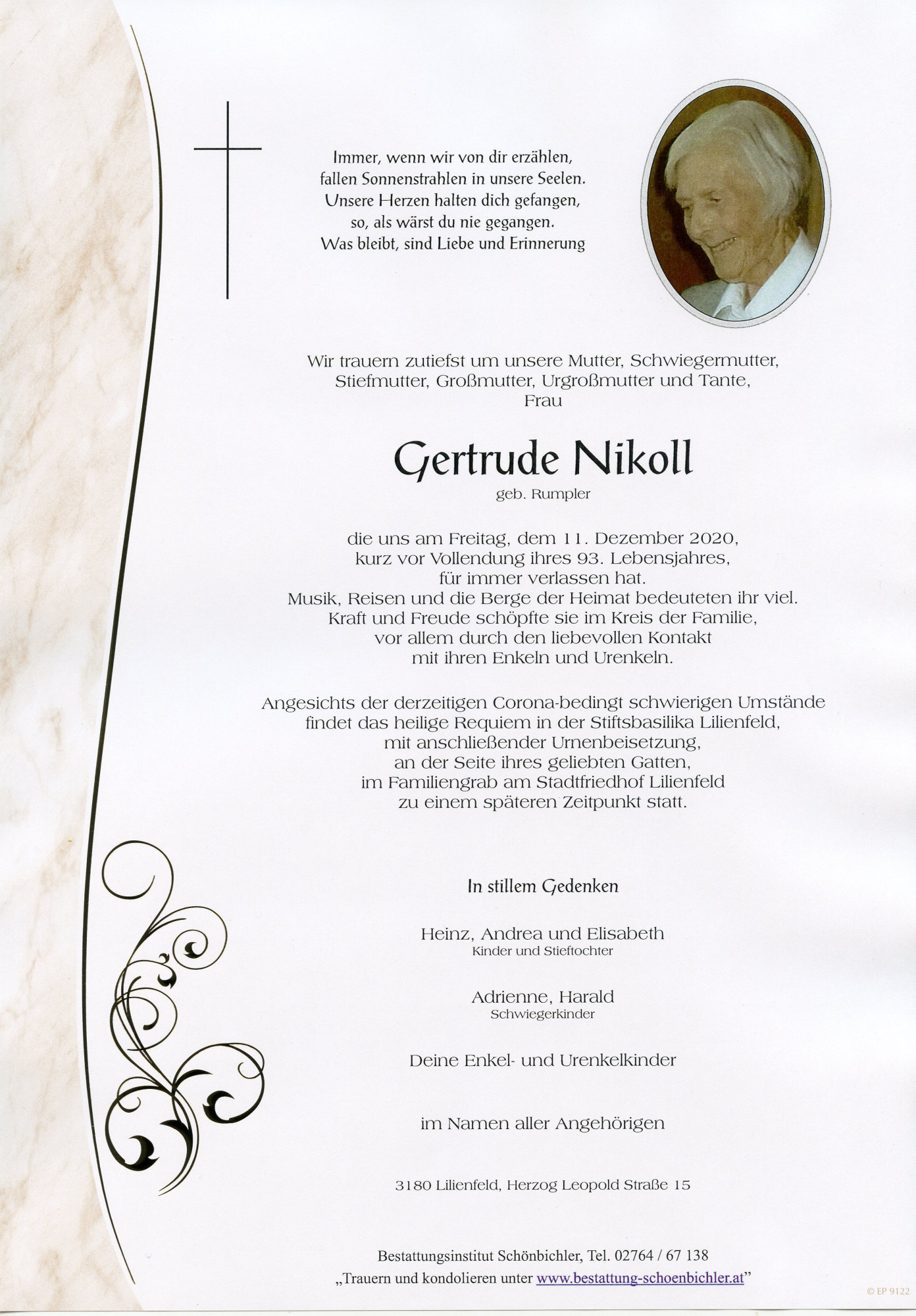 Traueranzeige von Gertrude Nikoll