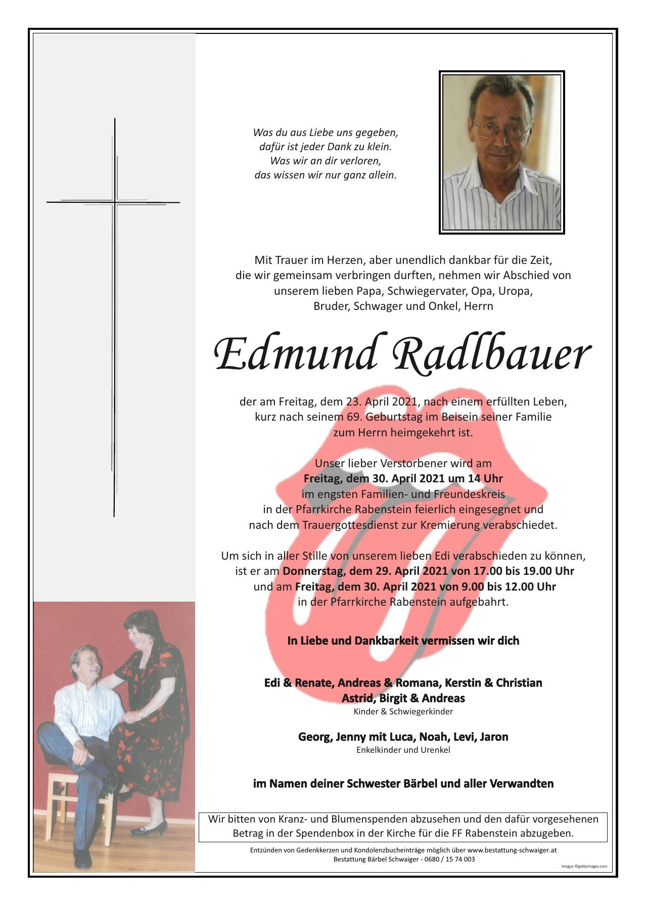 Traueranzeige von Edmund Radlbauer