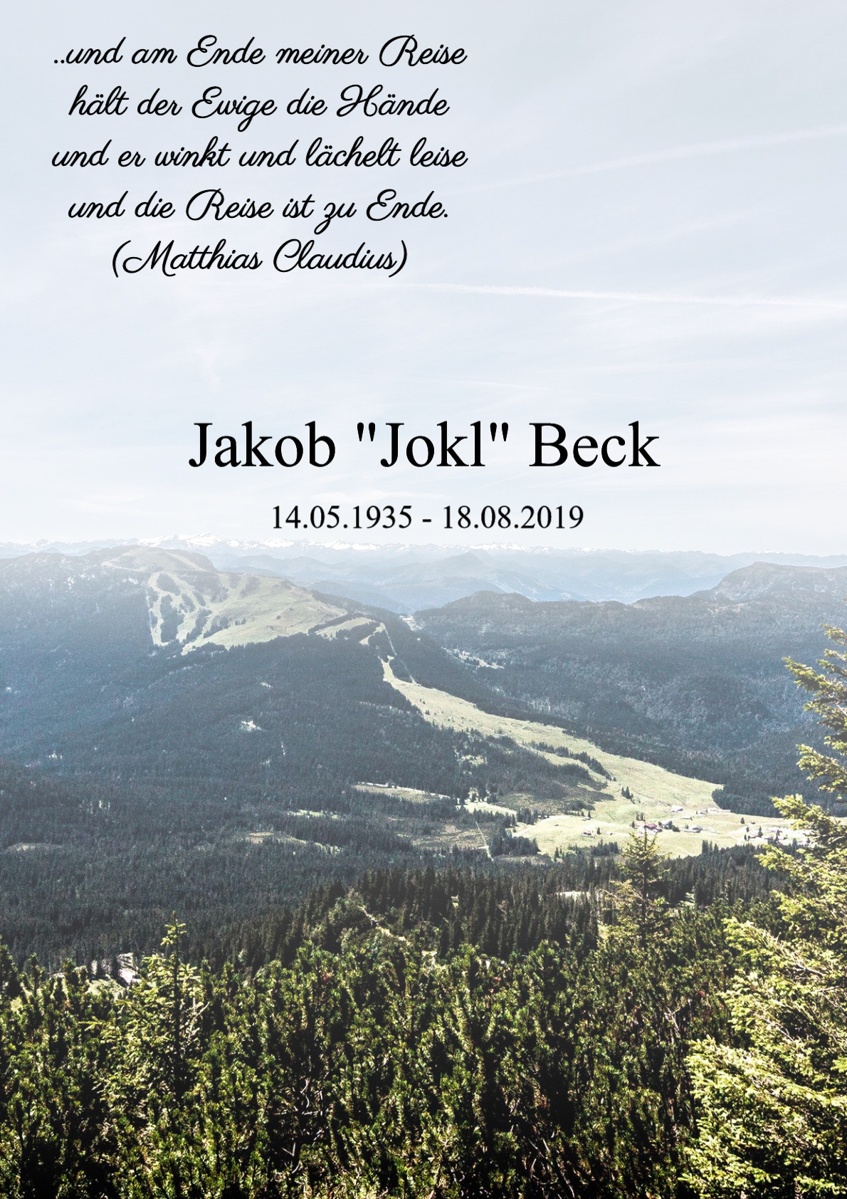 Traueranzeige von Jakob "Jokl" Beck