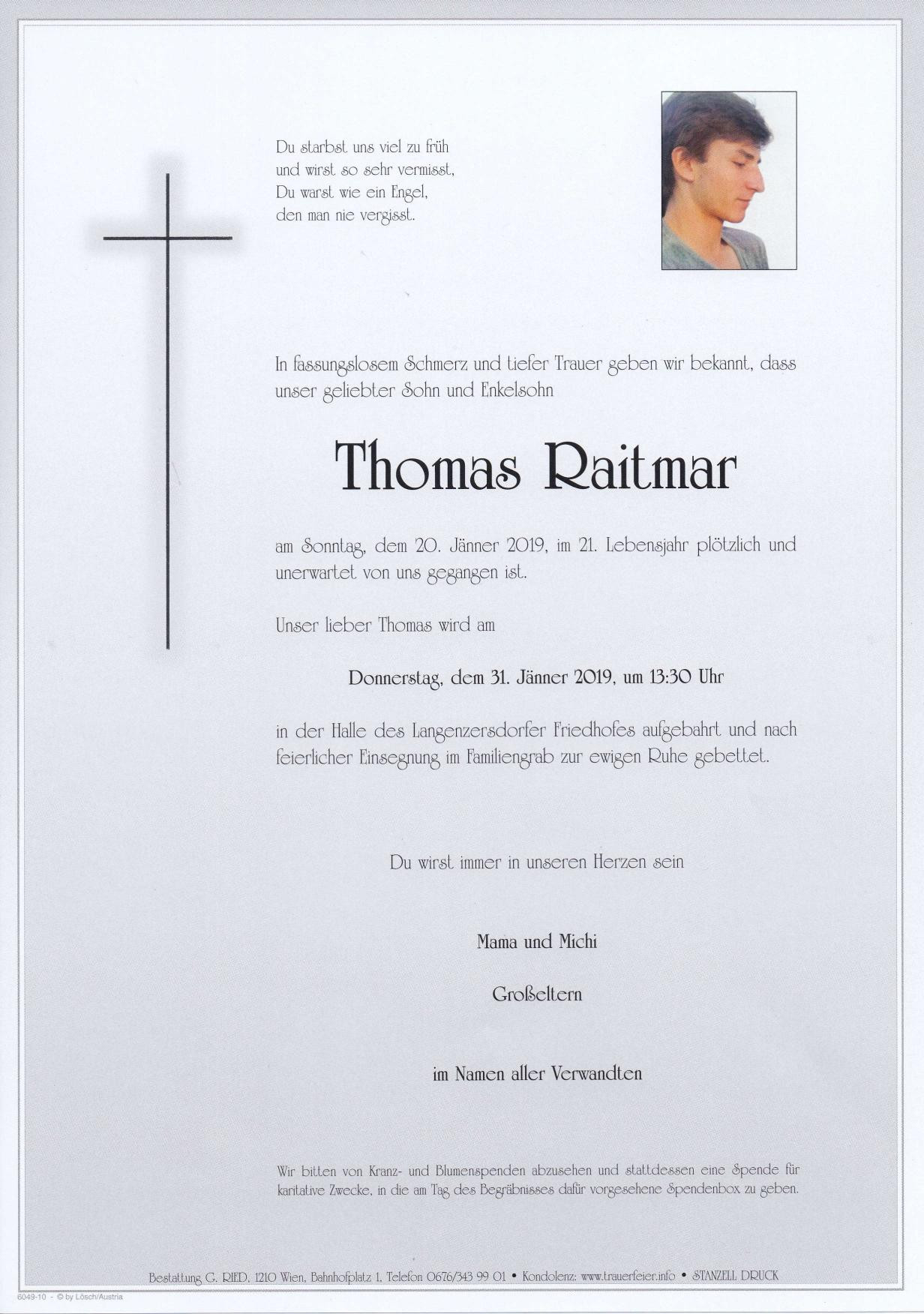 Traueranzeige von Thomas Raitmar