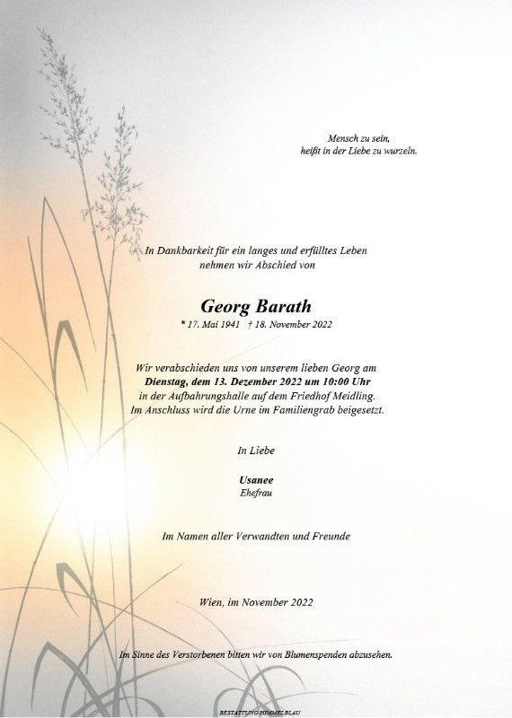 Traueranzeige von Georg Barath