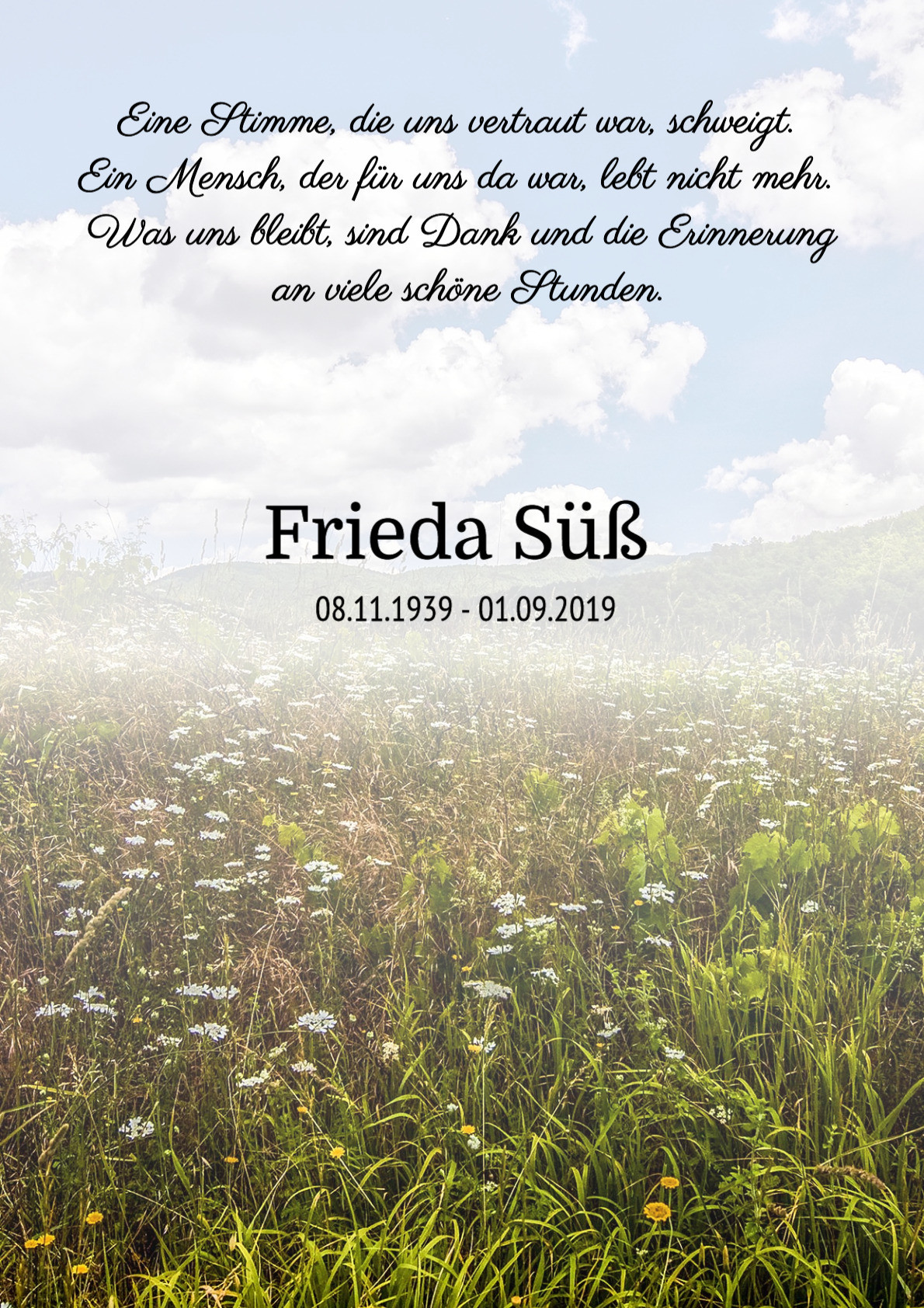 Traueranzeige von Frieda Süß
