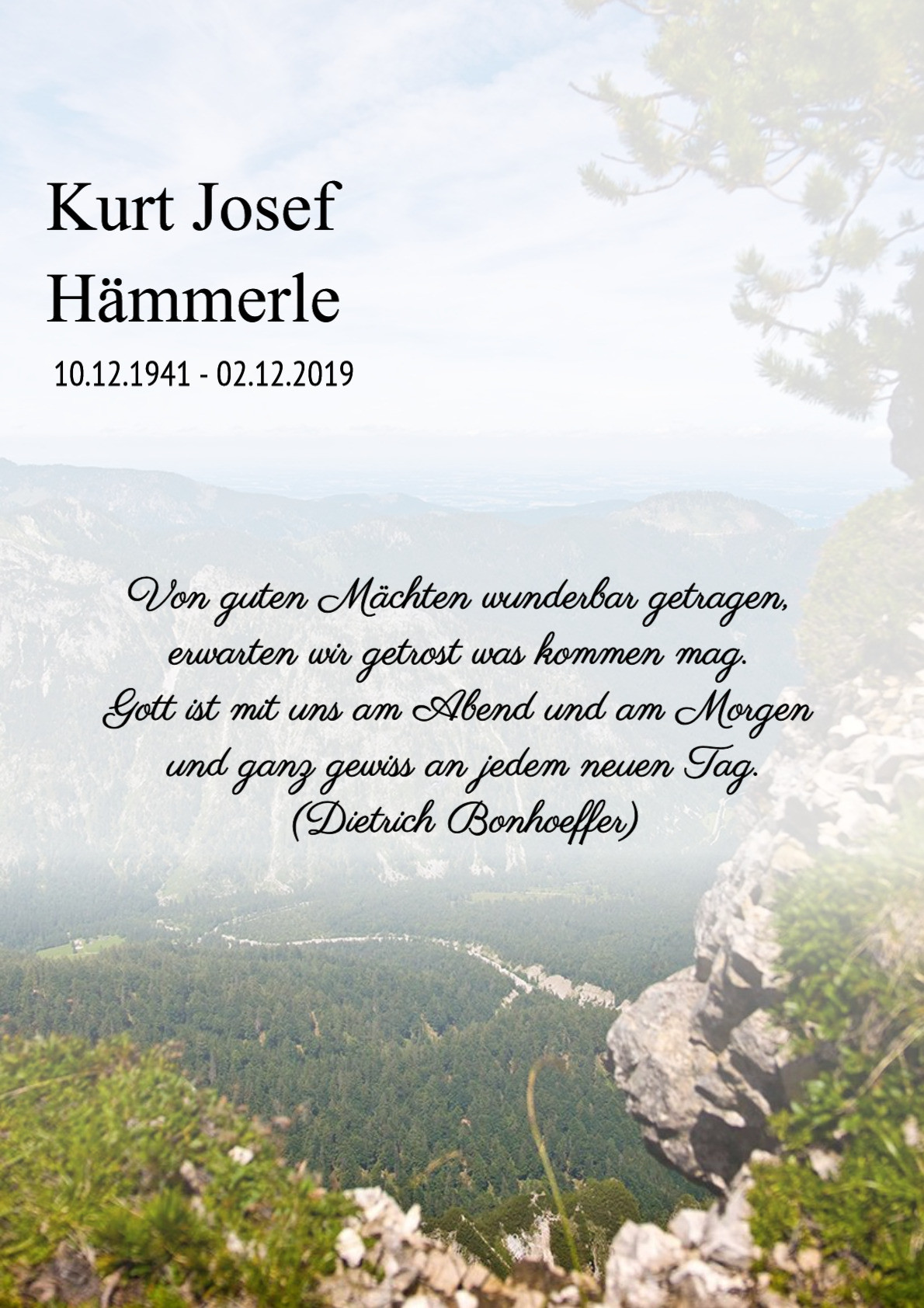 Traueranzeige von Kurt Josef Hämmerle