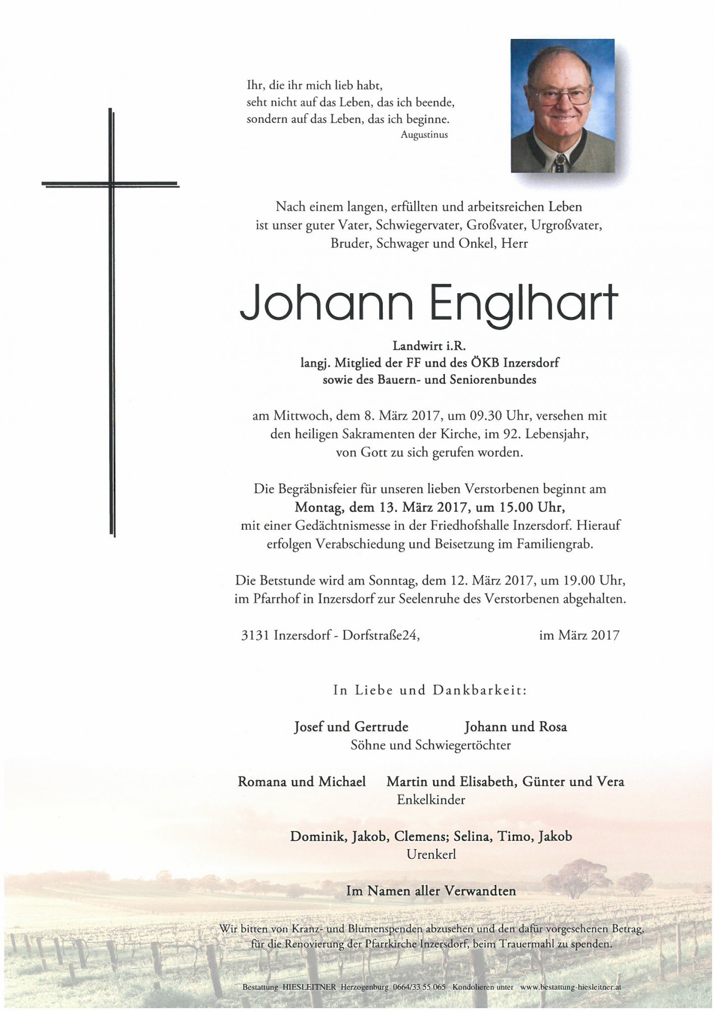 Traueranzeige von Johann Englhart