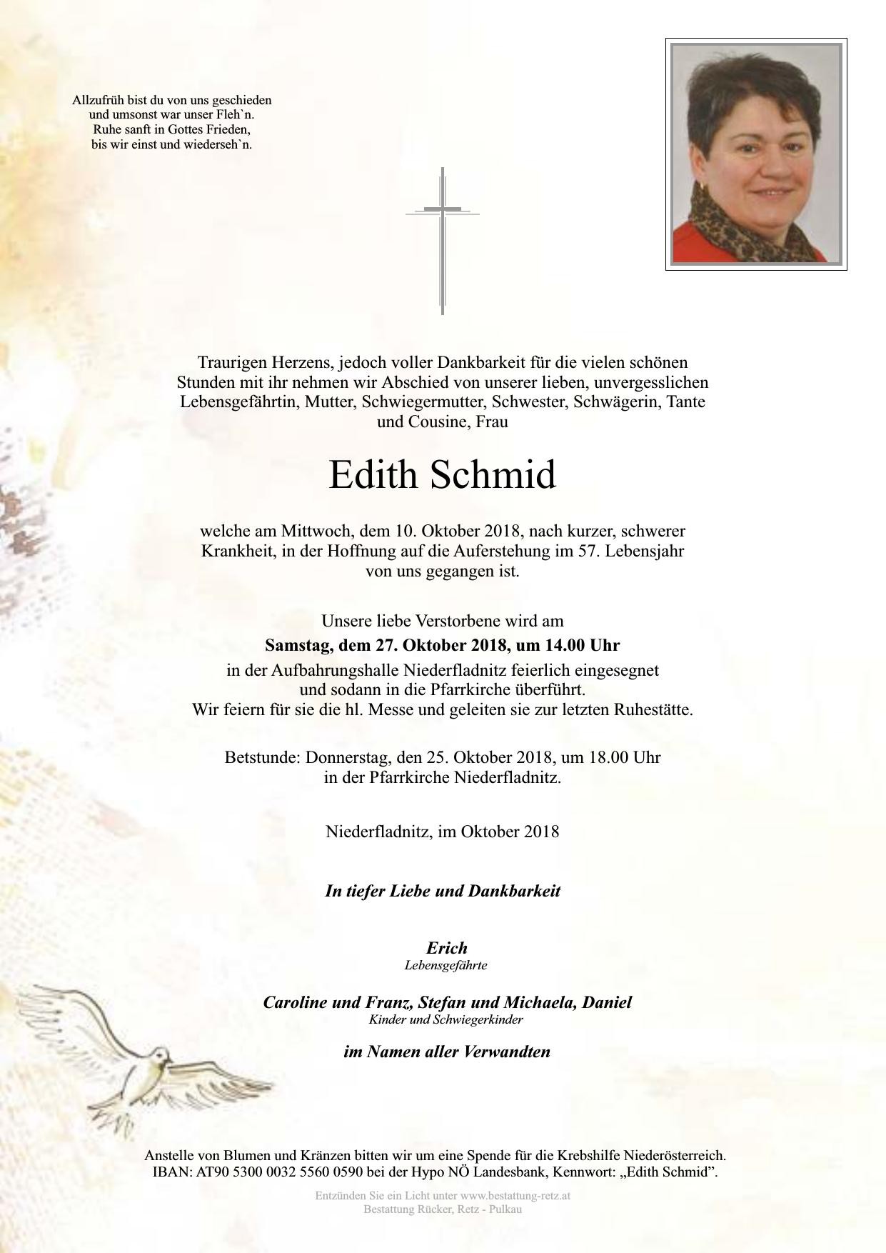 Traueranzeige von Edith Schmid