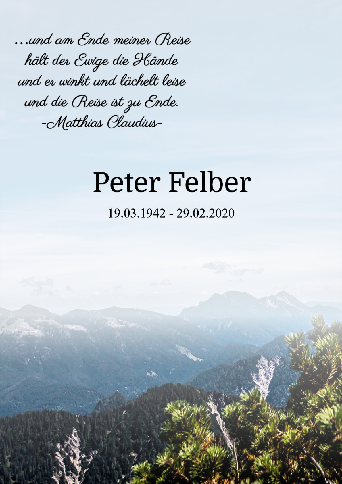 Traueranzeige von Peter Felber