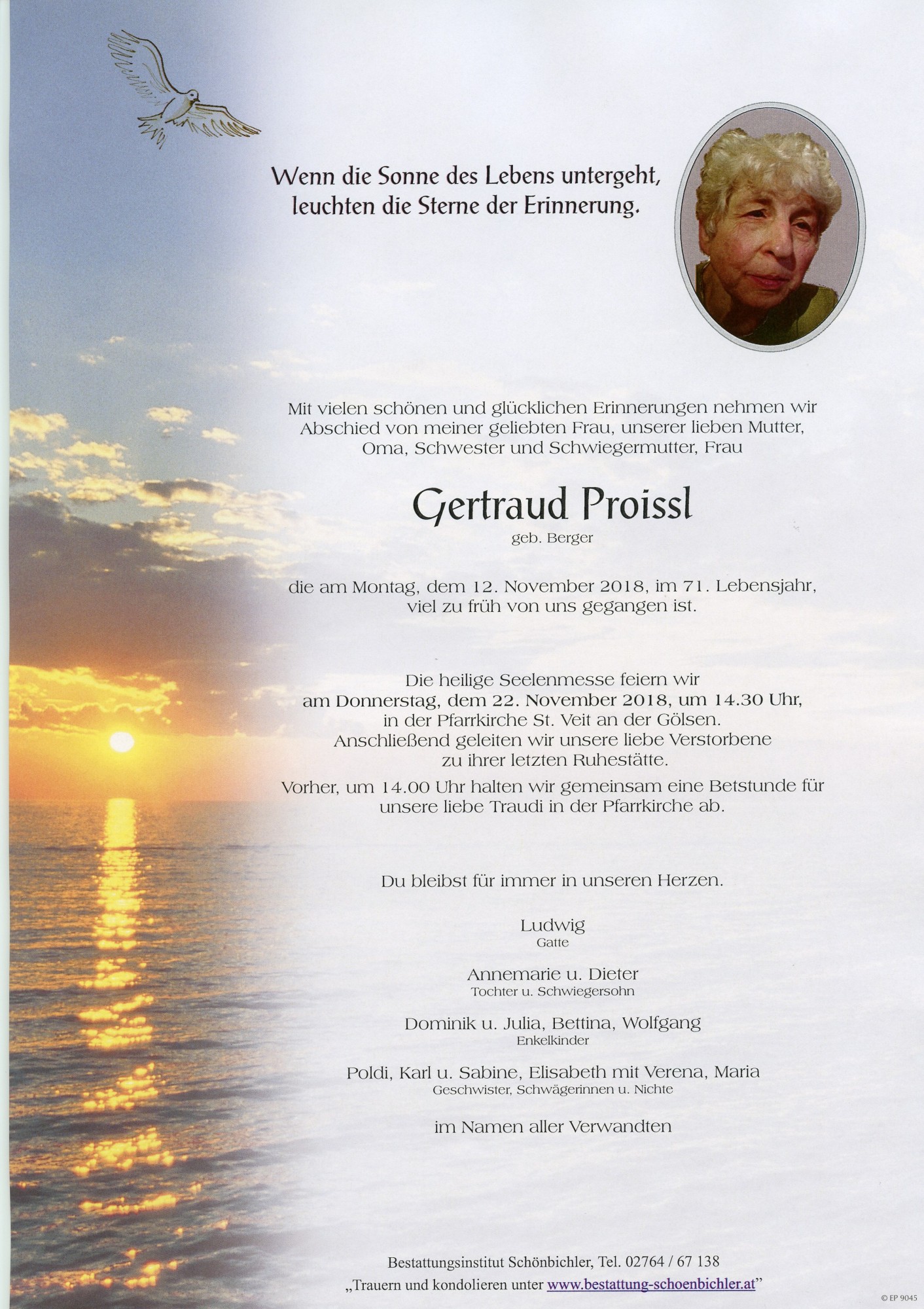 Traueranzeige von Gertraud Proissl