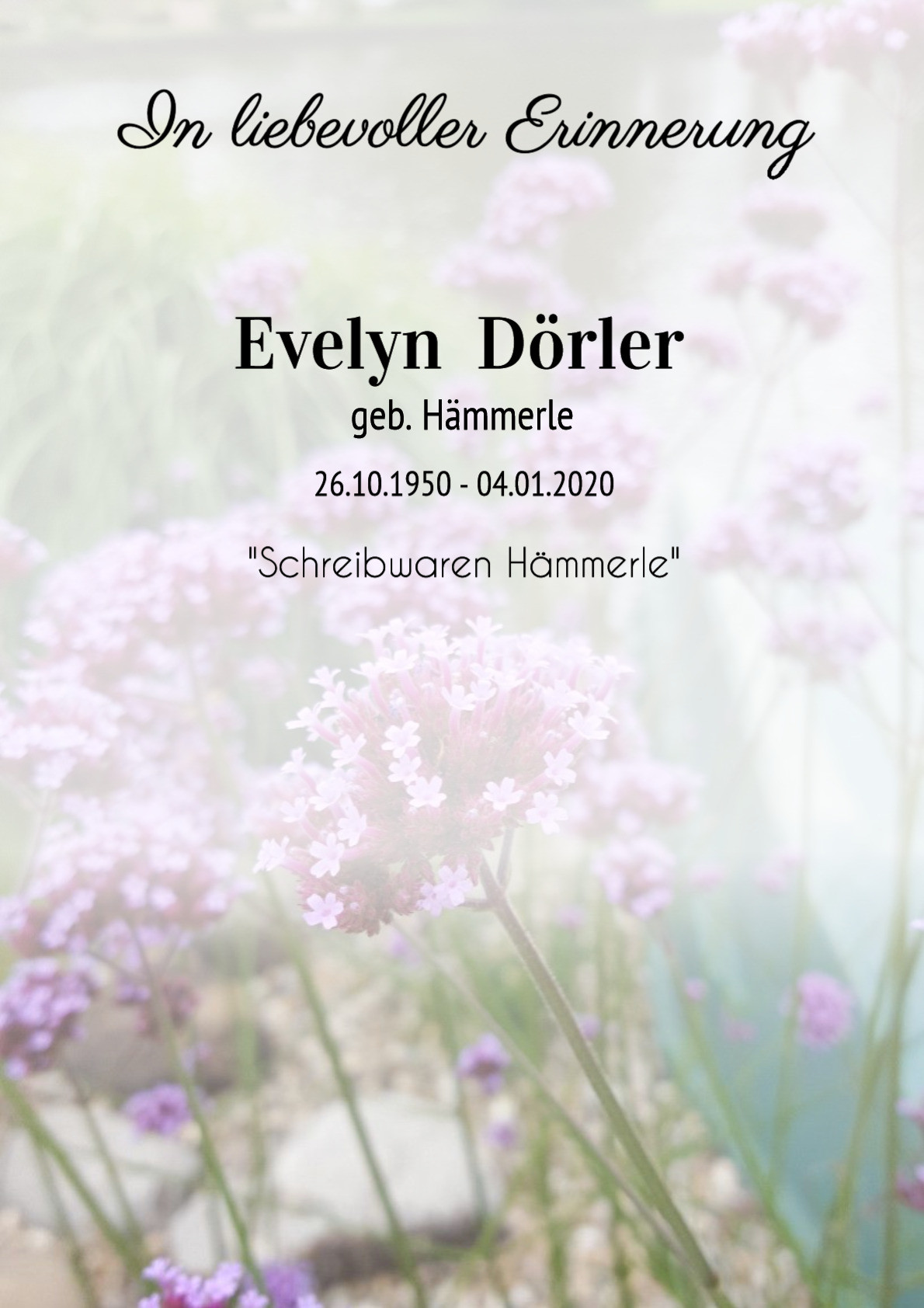 Traueranzeige von Evelyn Dörler