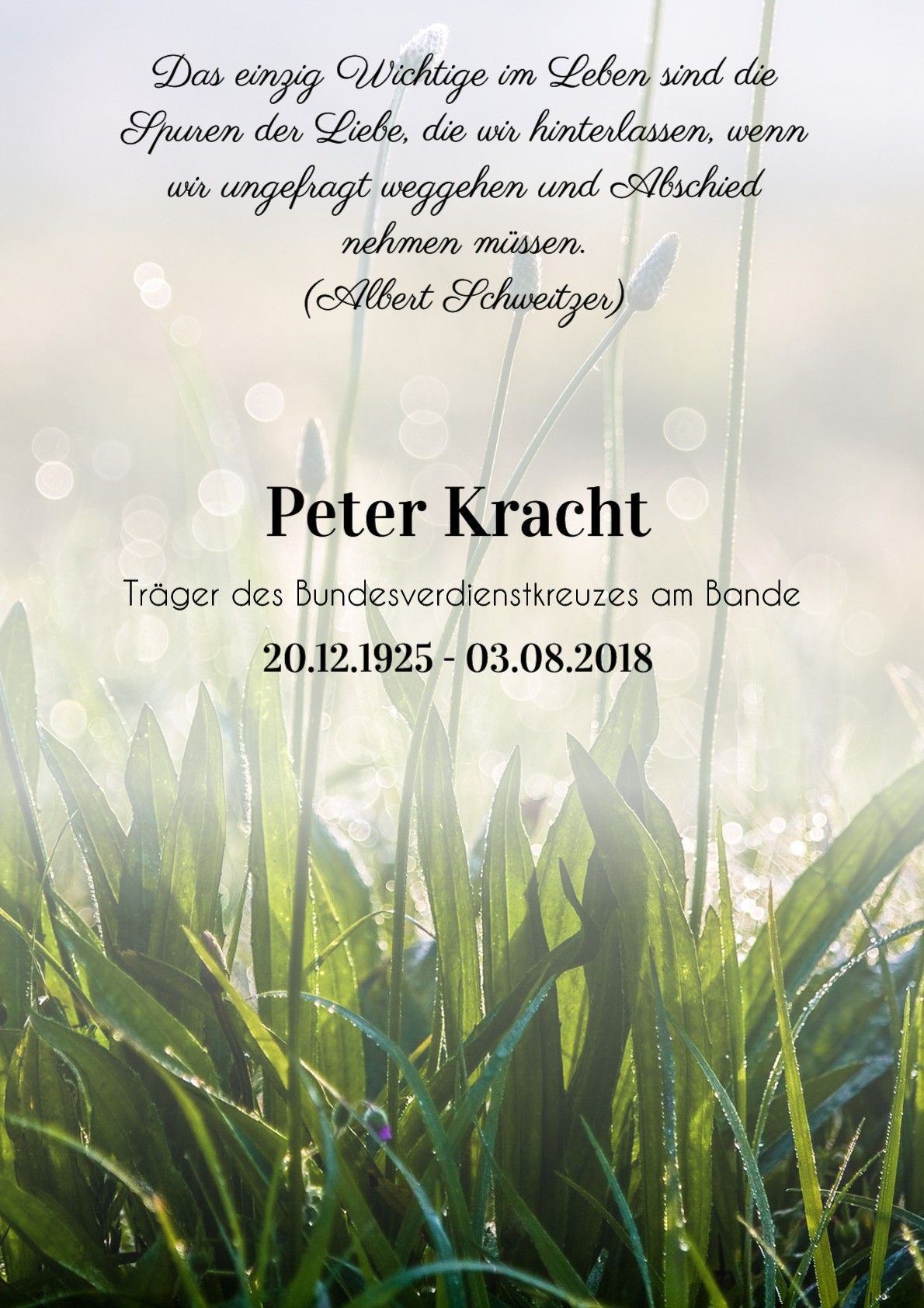 Traueranzeige von Peter Kracht