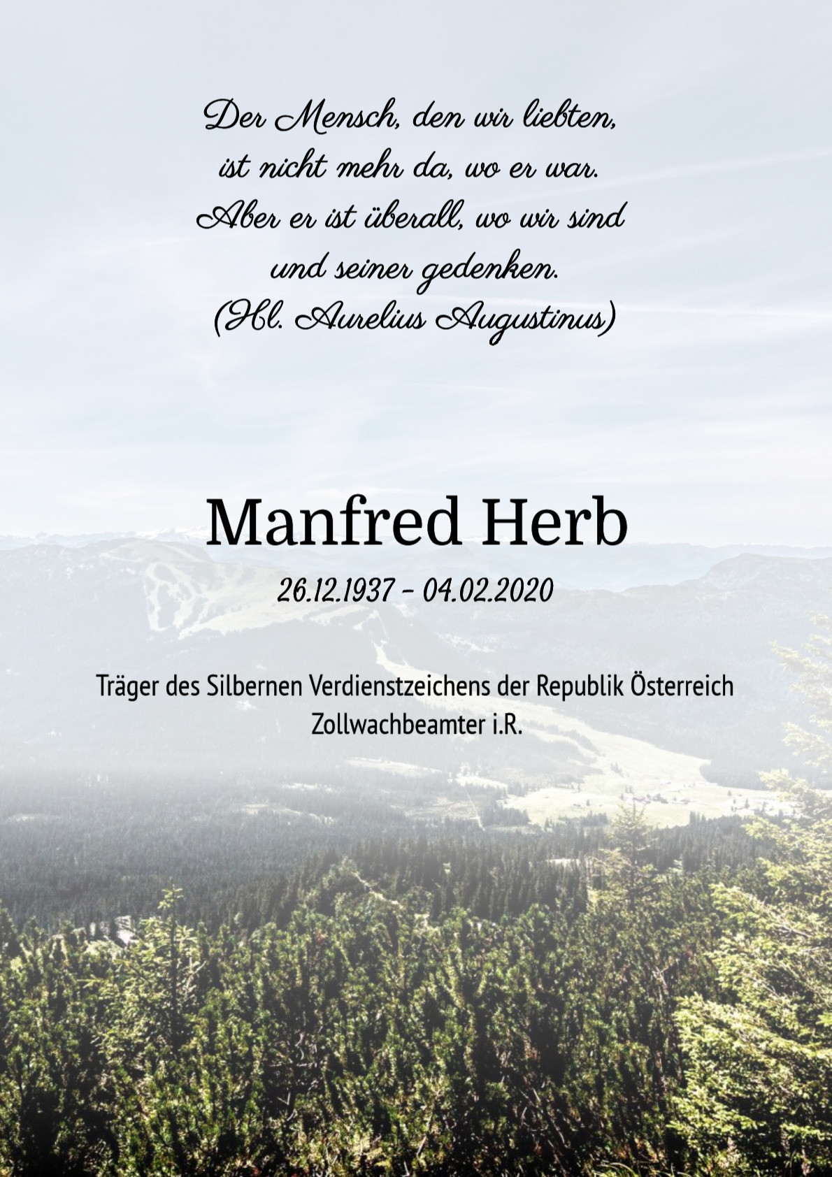 Traueranzeige von Manfred Herb