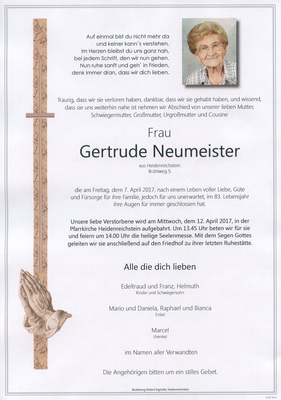 Traueranzeige von Gertrude Neumeister