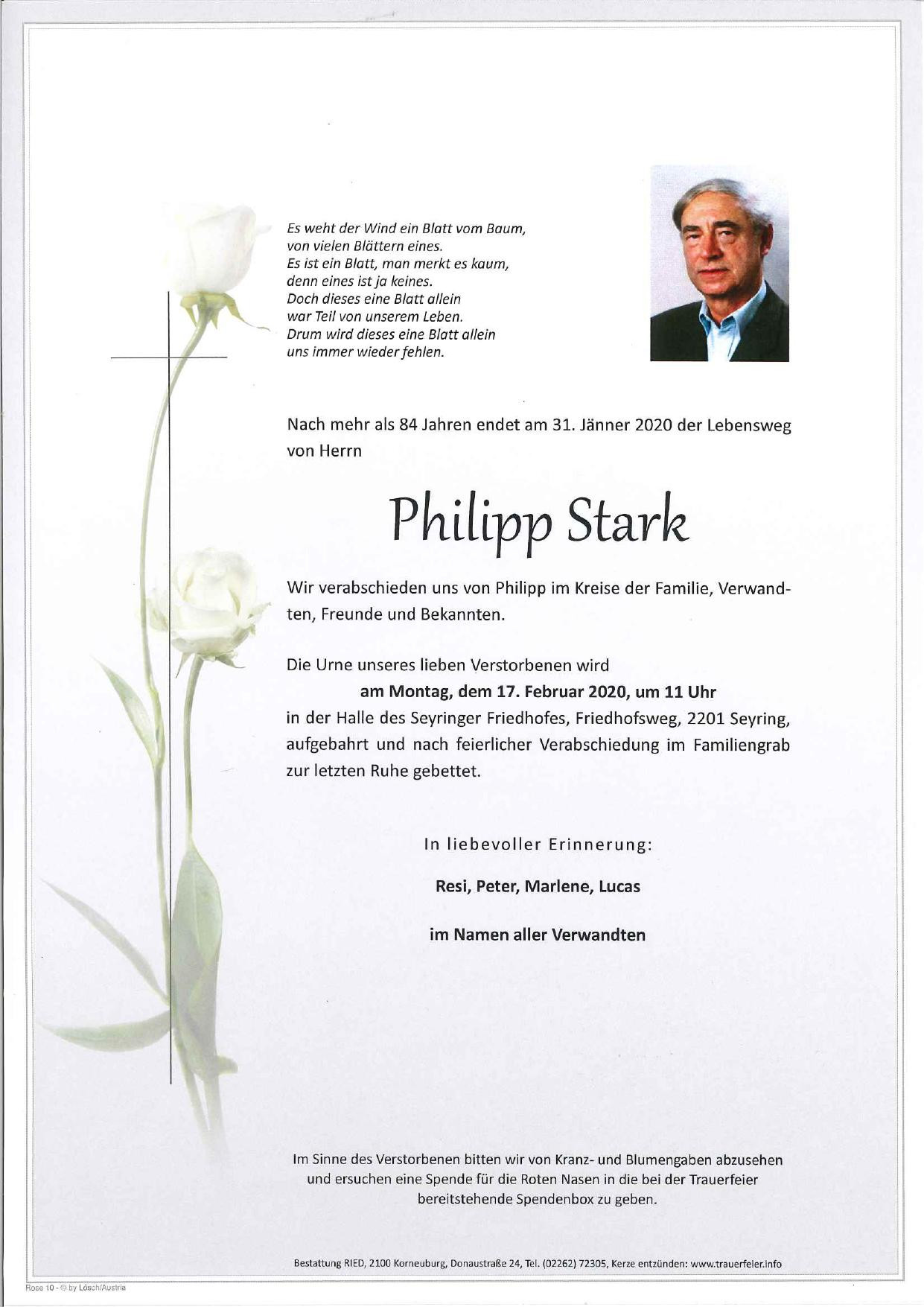 Traueranzeige von Philipp Stark
