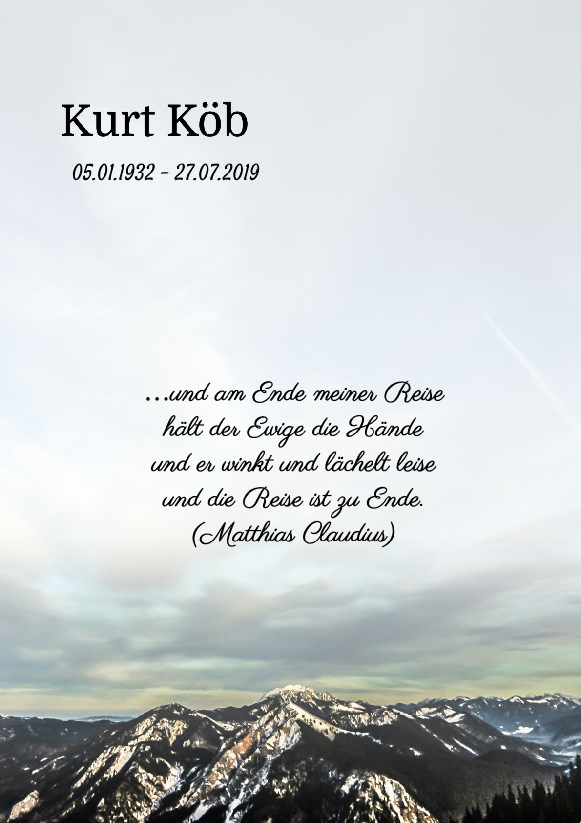 Traueranzeige von Kurt Köb
