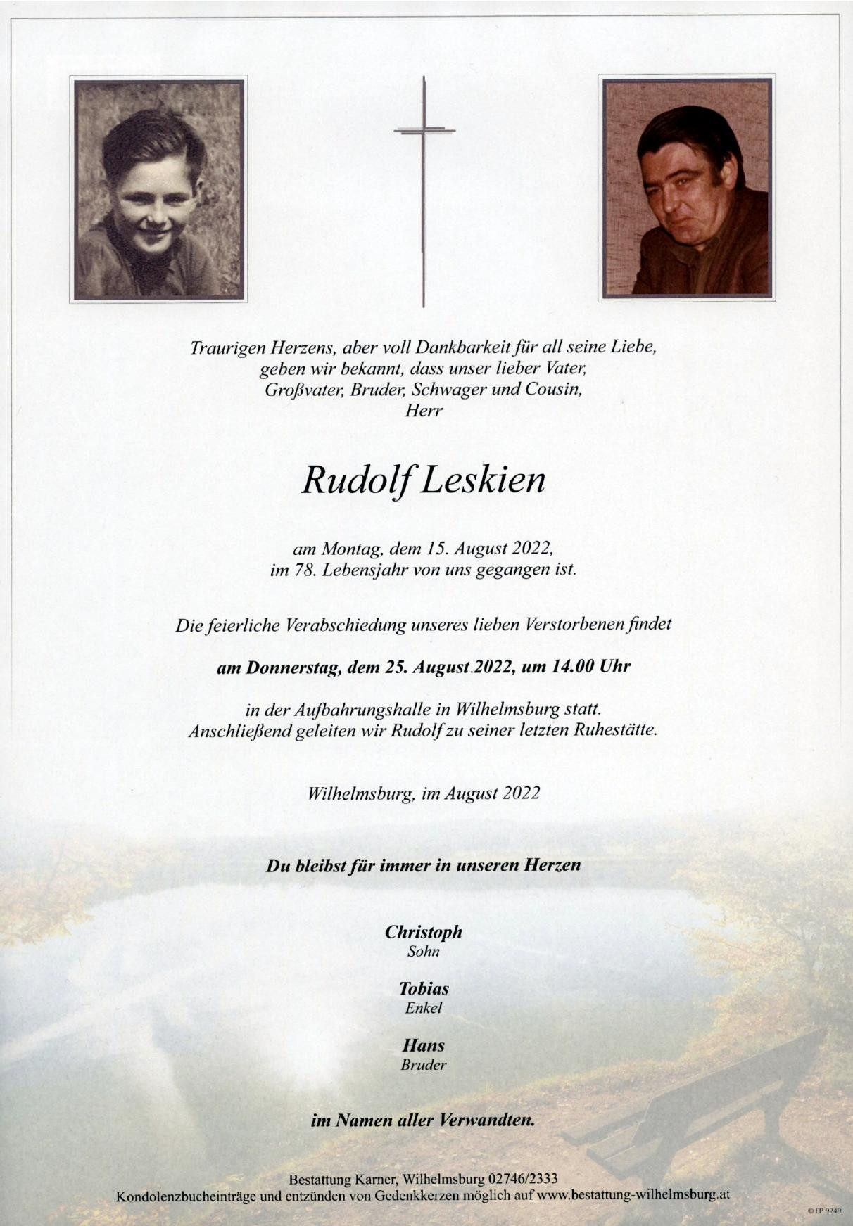 Traueranzeige von Rudolf Leskien