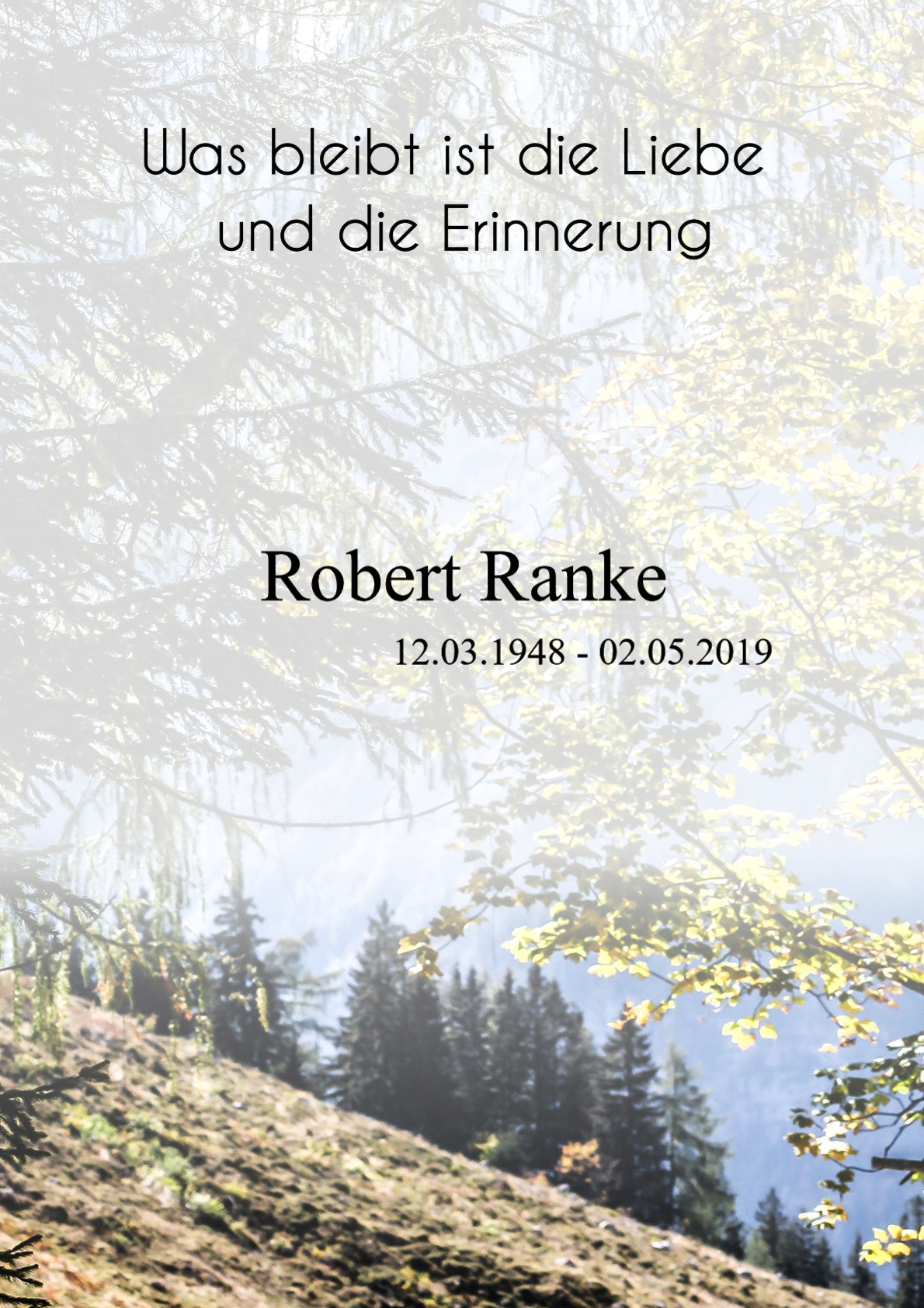 Traueranzeige von Robert Ranke