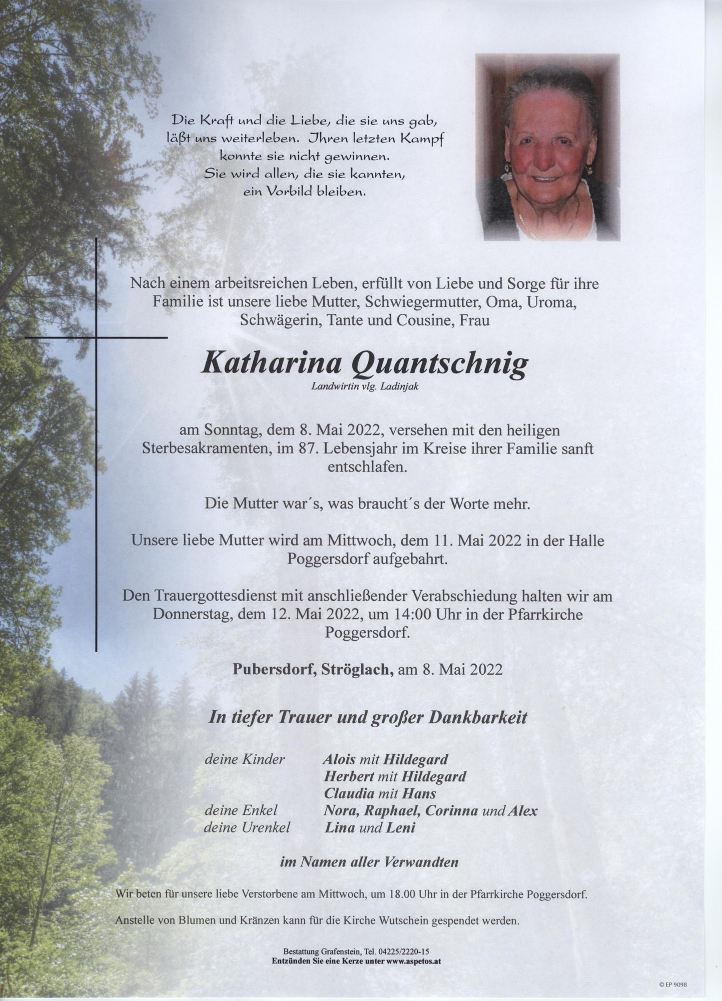 Traueranzeige von Katharina Quantschnig