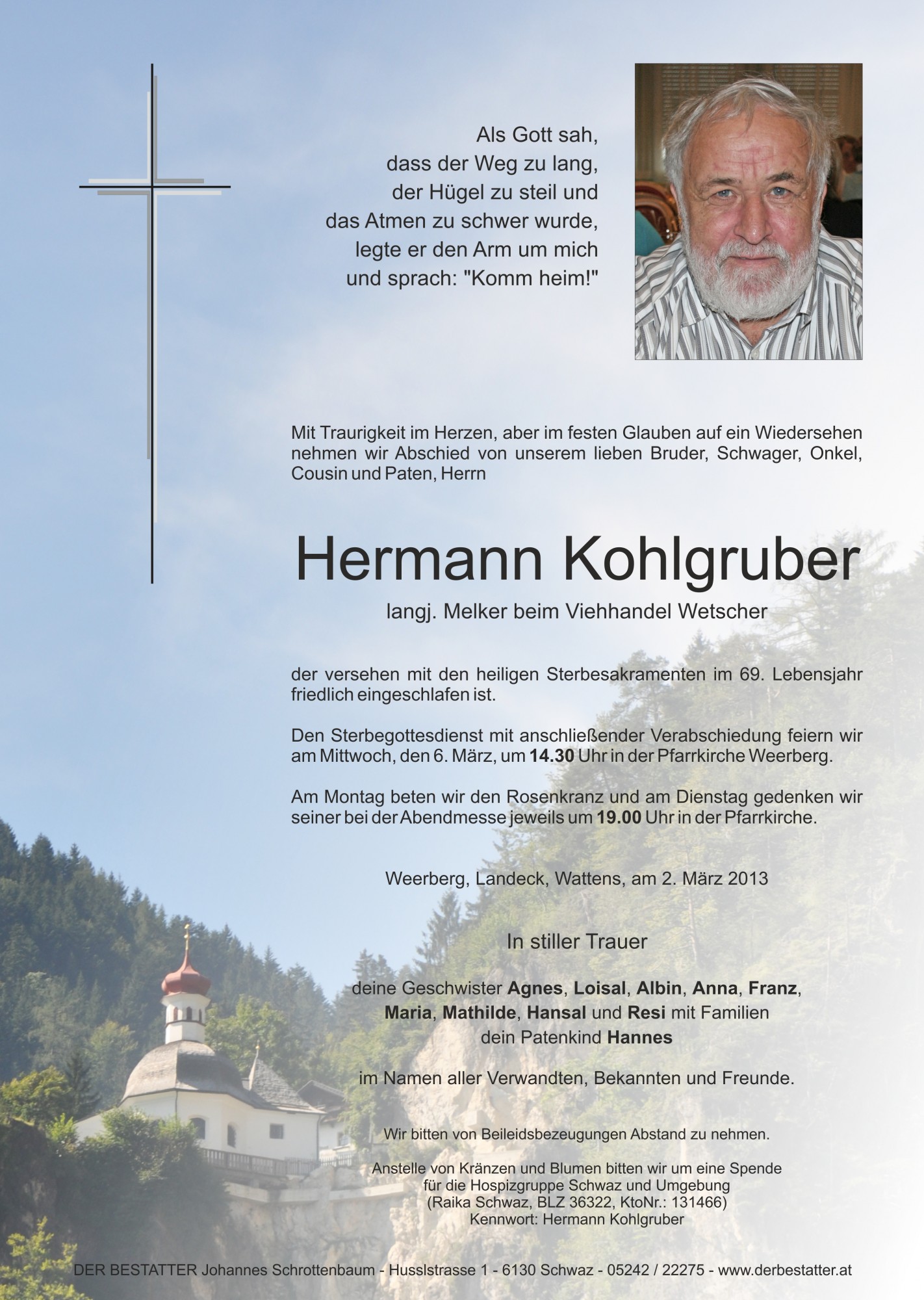 Traueranzeige von Hermann Kohlgruber