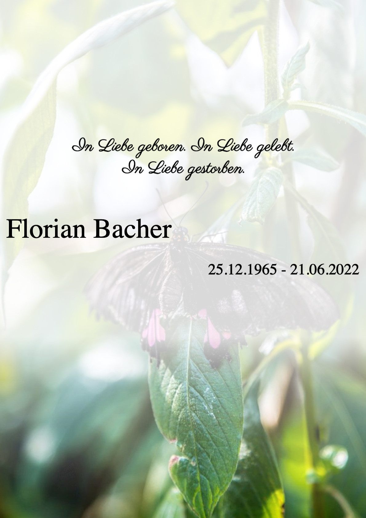 Traueranzeige von Florian Bacher
