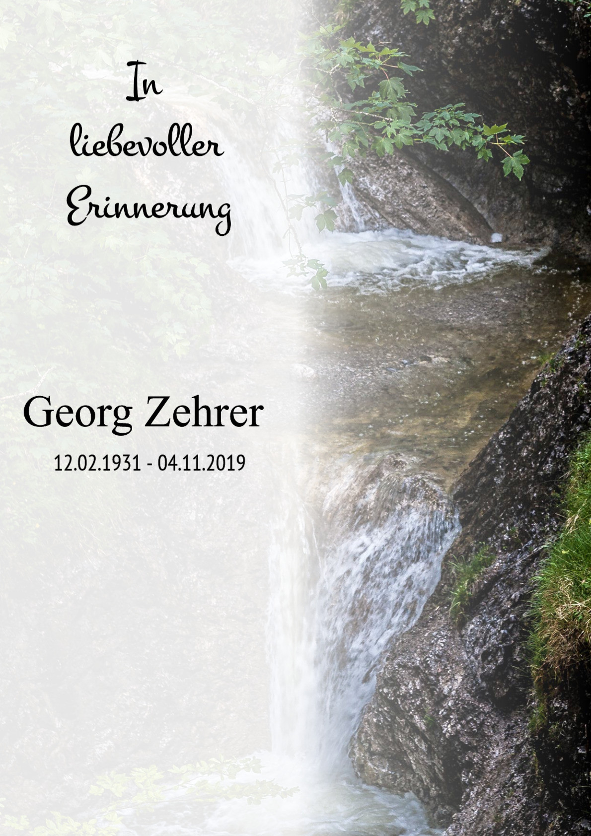 Traueranzeige von Georg Zehrer