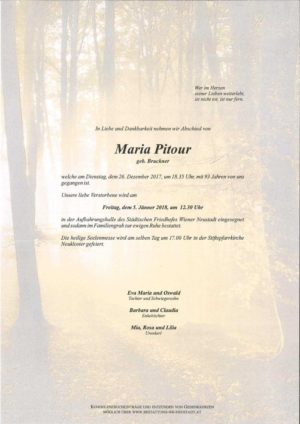 Traueranzeige von Maria Pitour