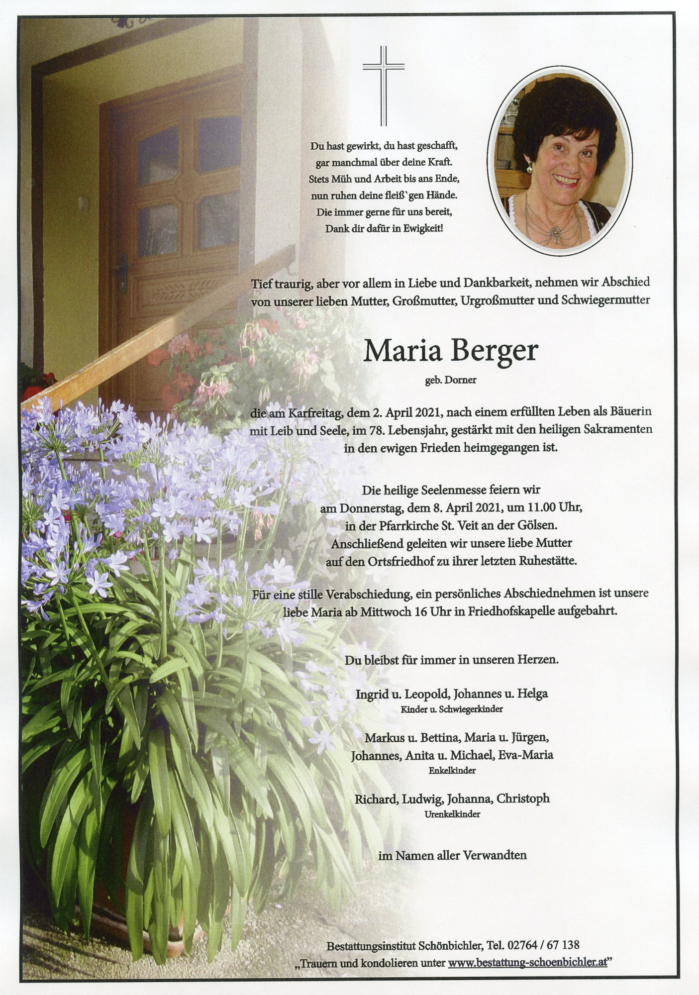 Traueranzeige von Maria Berger