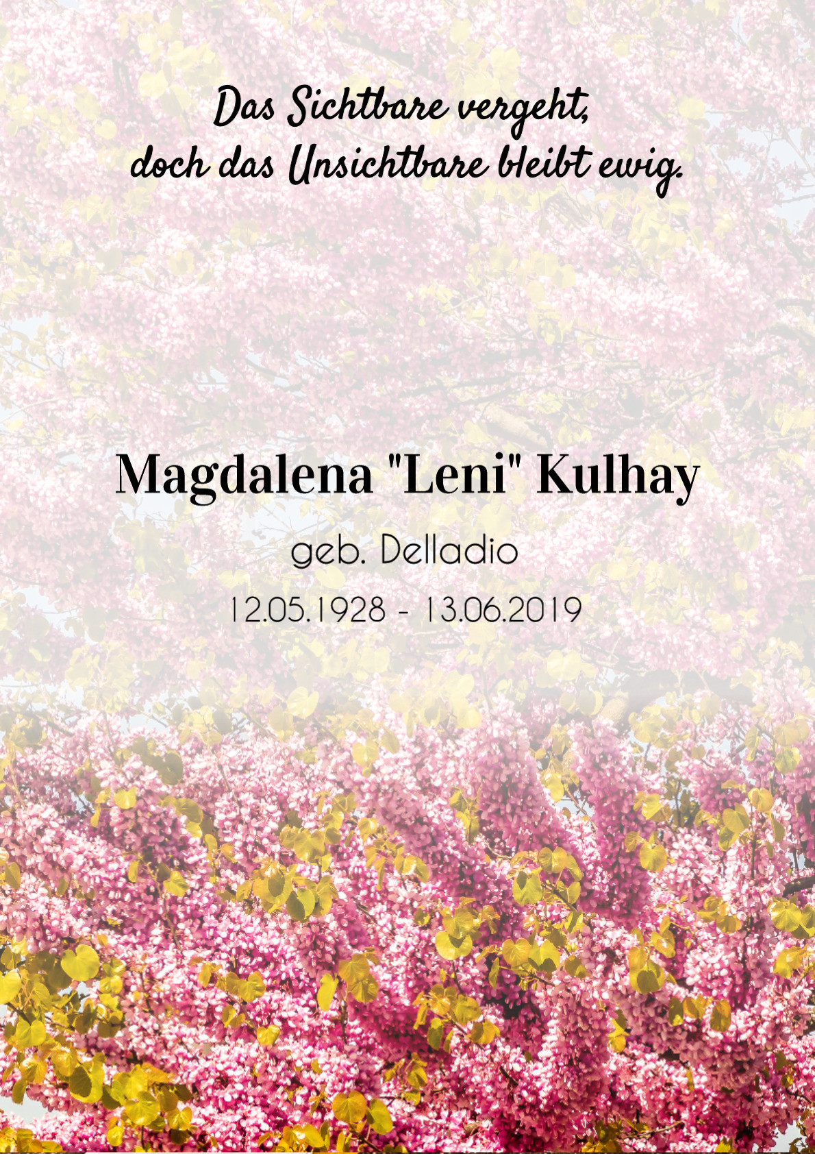 Traueranzeige von Magdalena "Leni" Kulhay