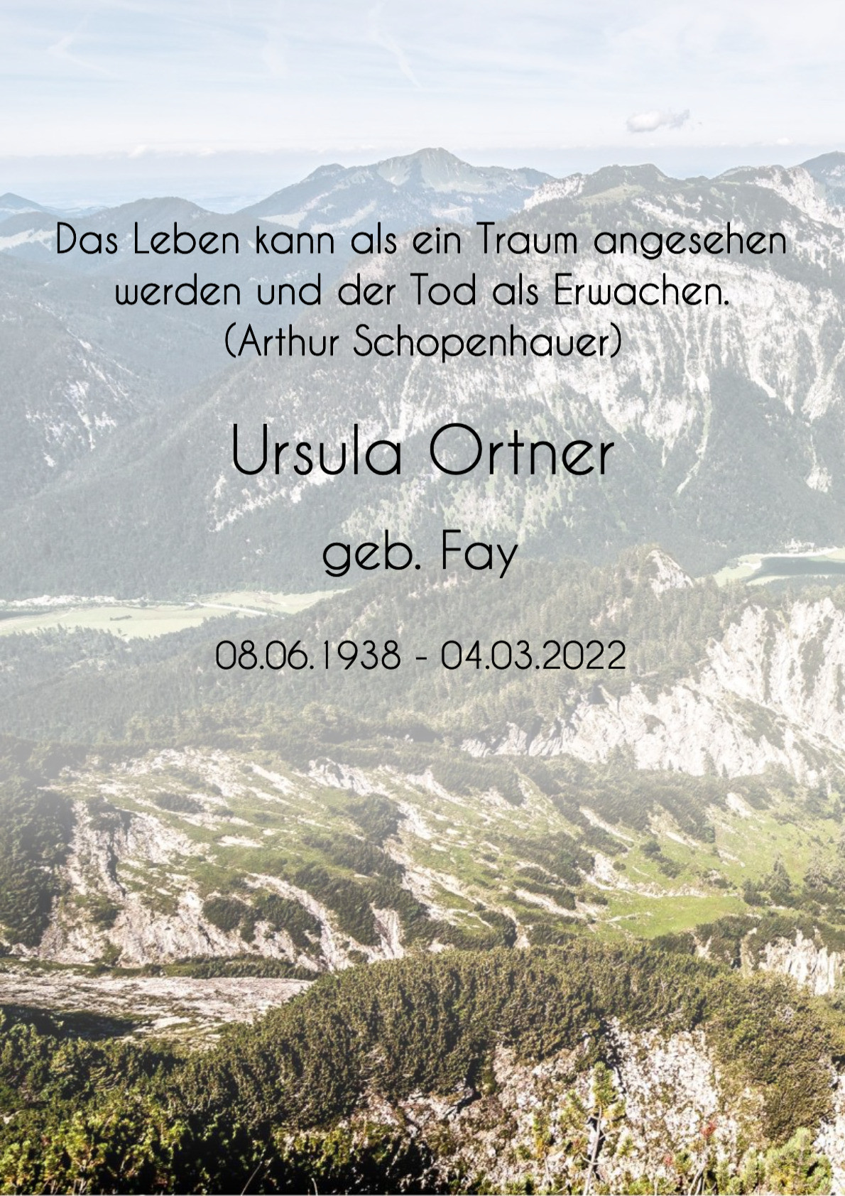 Traueranzeige von Ursula Ortner