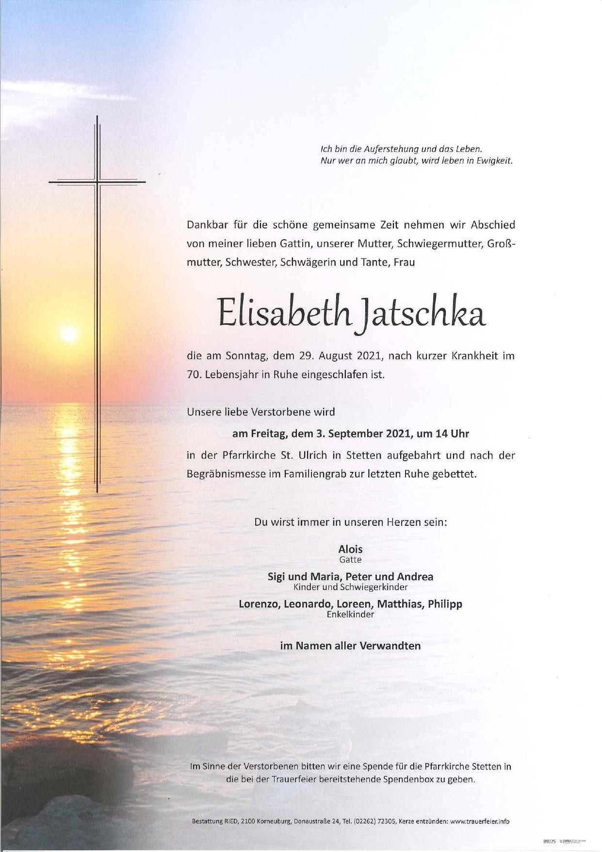 Traueranzeige von Elisabeth Jatschka