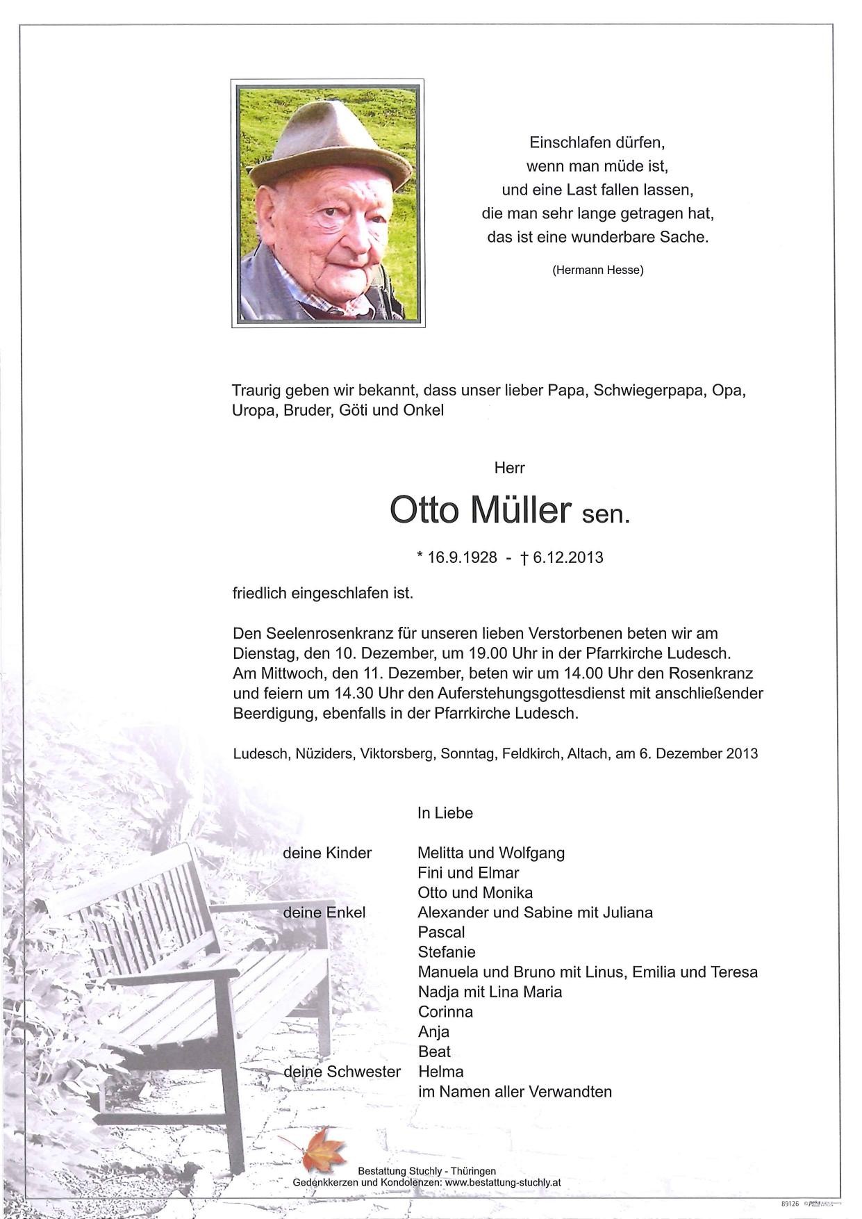 Traueranzeige von Otto Müller